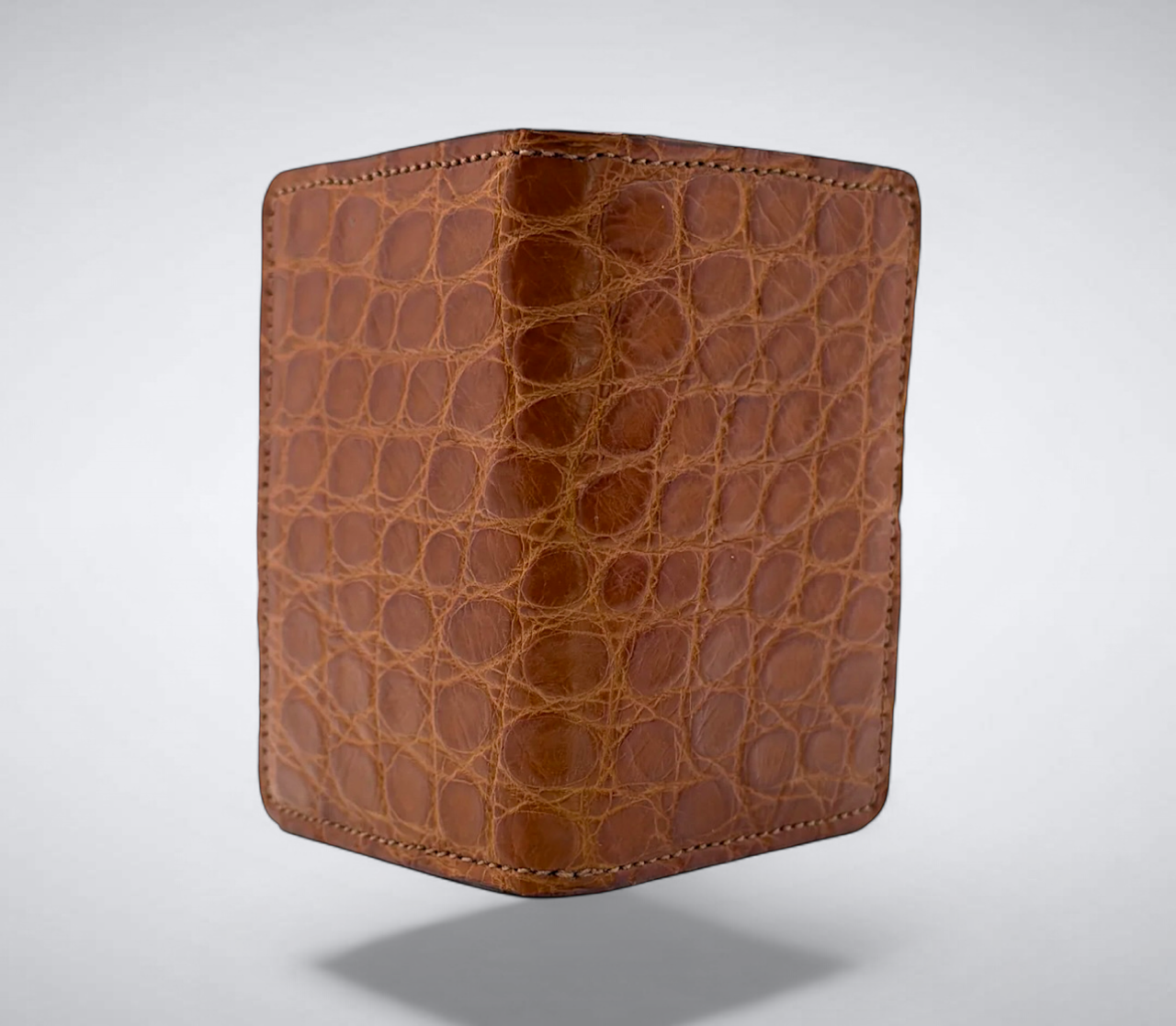 Matte Alligator Gaston Card Case: Cognac