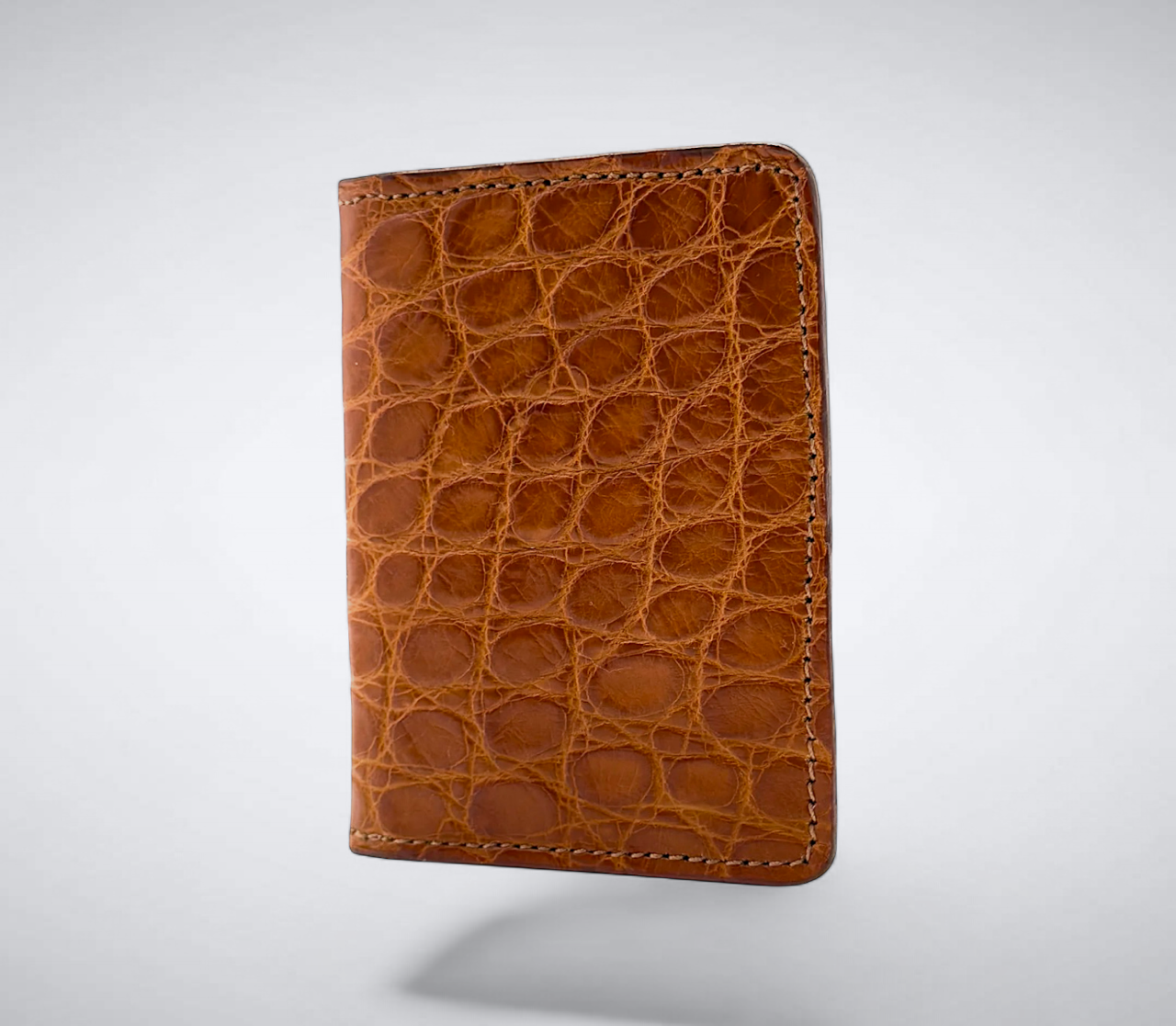 Matte Alligator Gaston Card Case: Cognac
