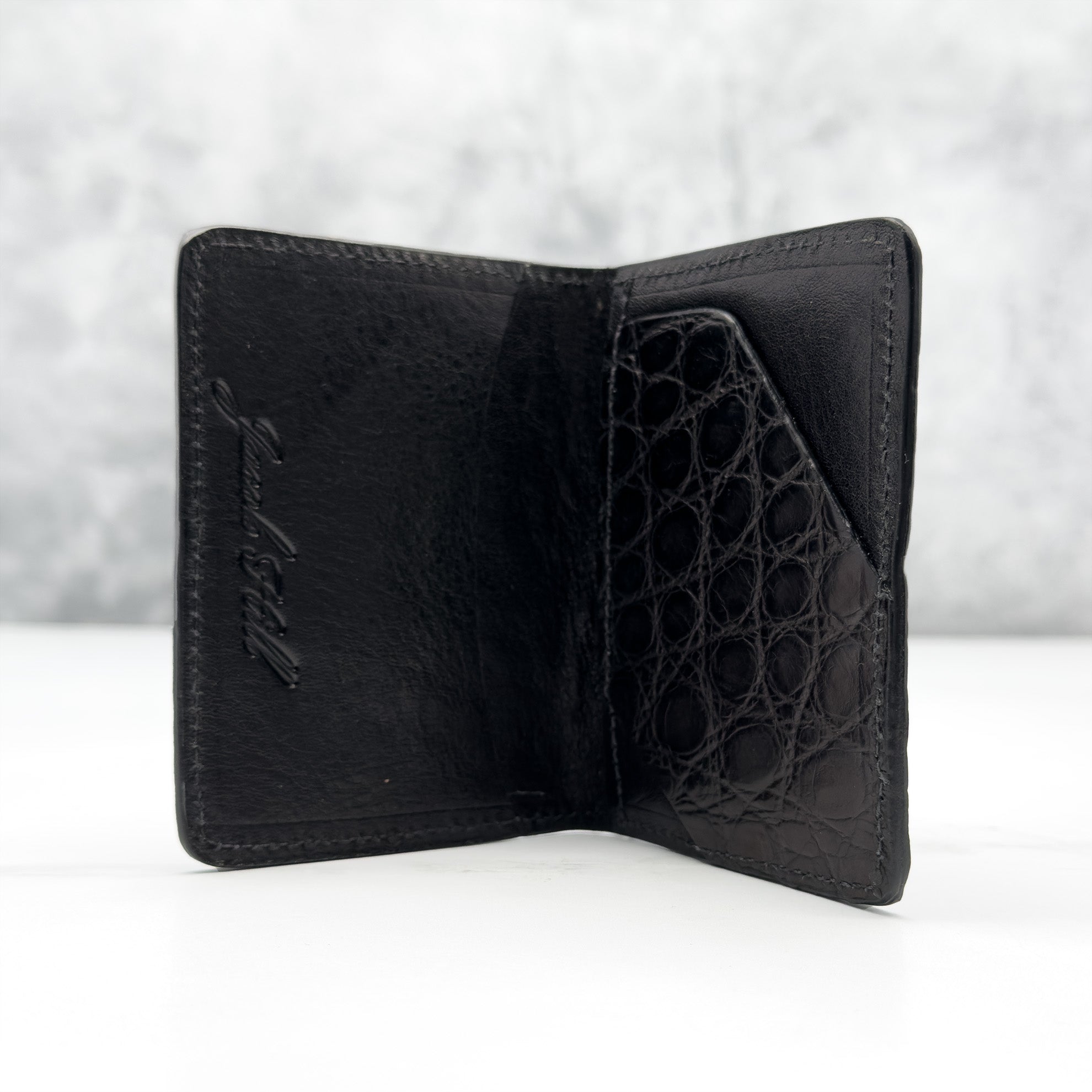 Matte Alligator Gaston Card Case: Black