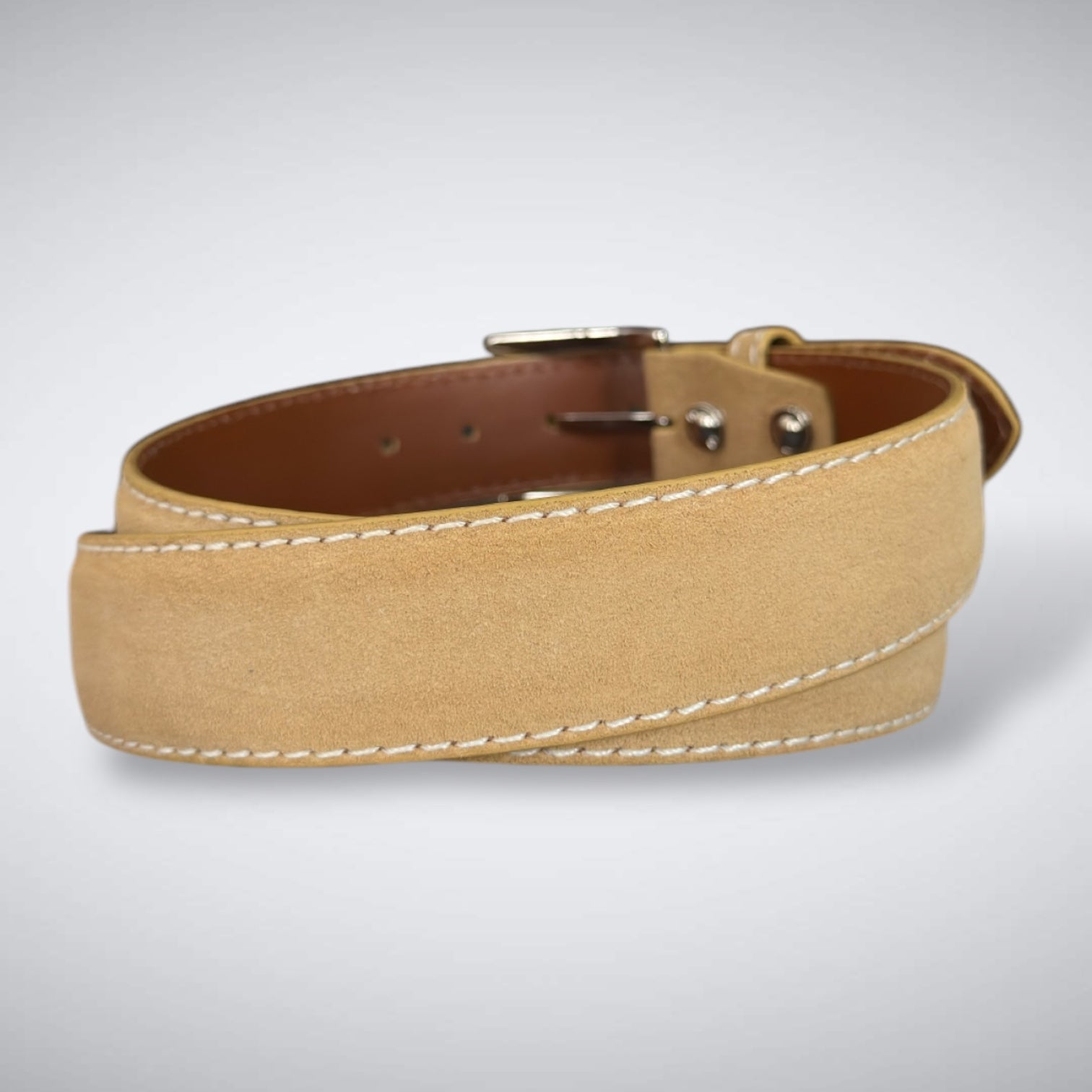 Ready To Ship Italian Calf Suede Belt: Golden Quaker (1.5 Width)