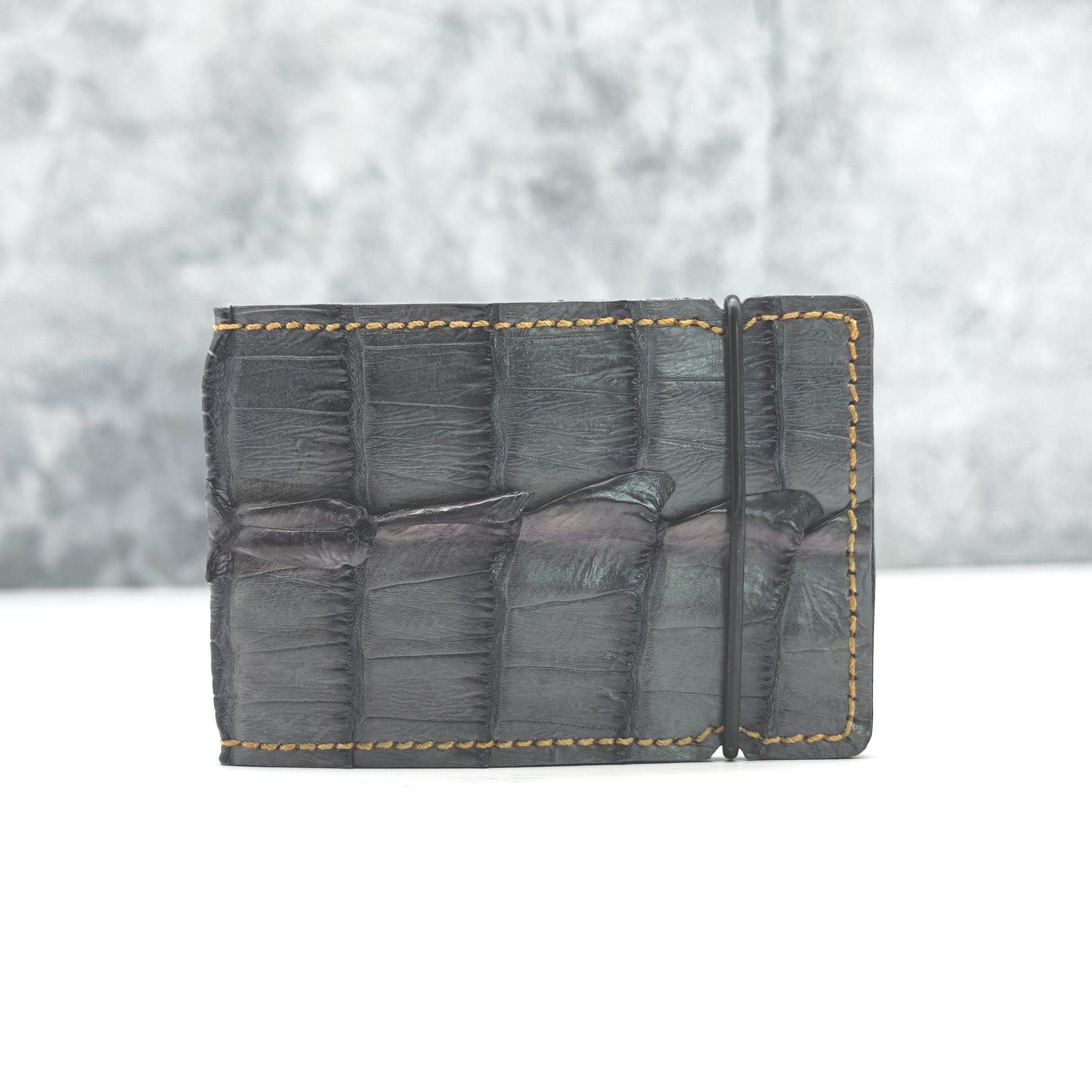 Matte Caiman Horn Back Cash Cover: Shadow Stone