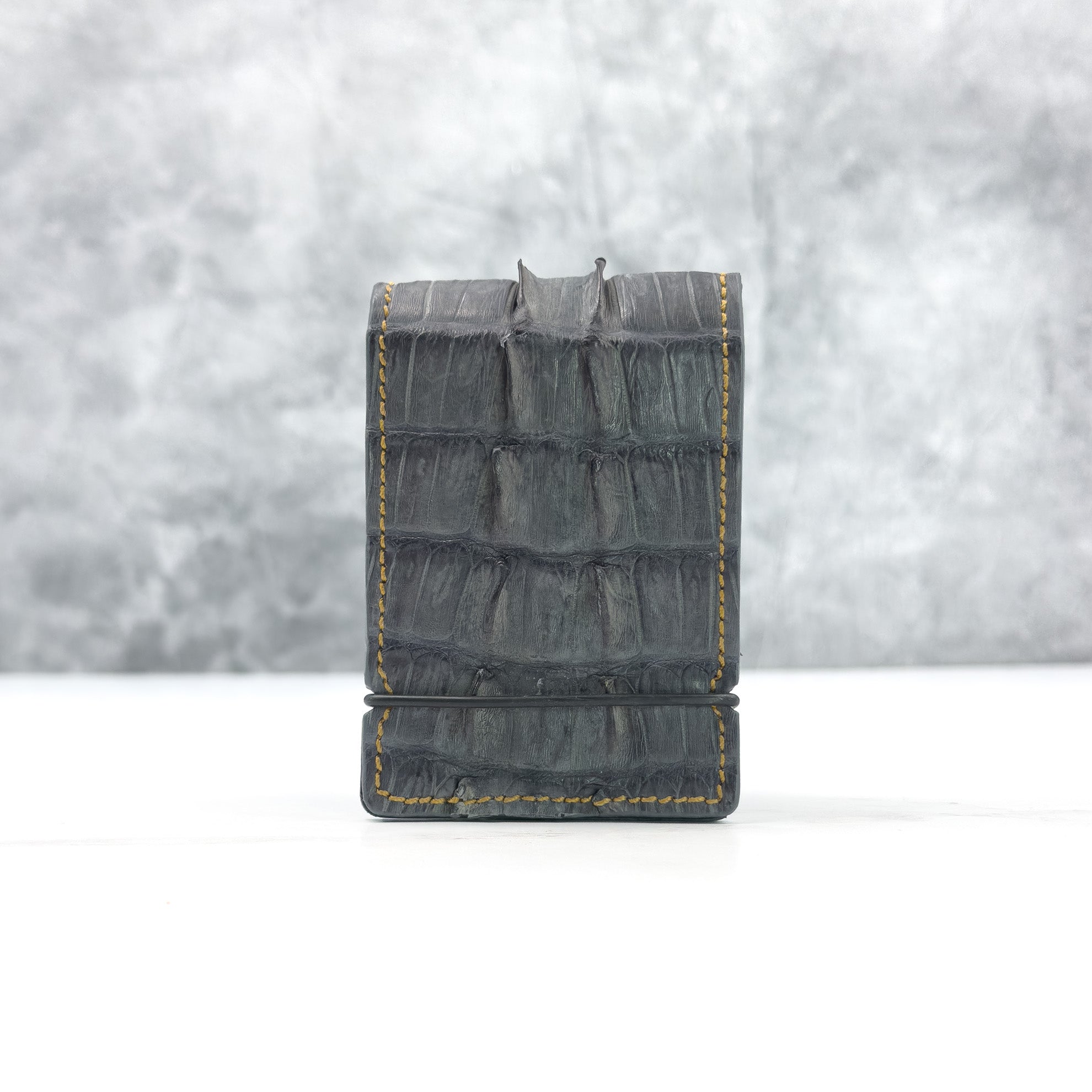 Matte Caiman Horn Back Cash Cover: Shadow Stone