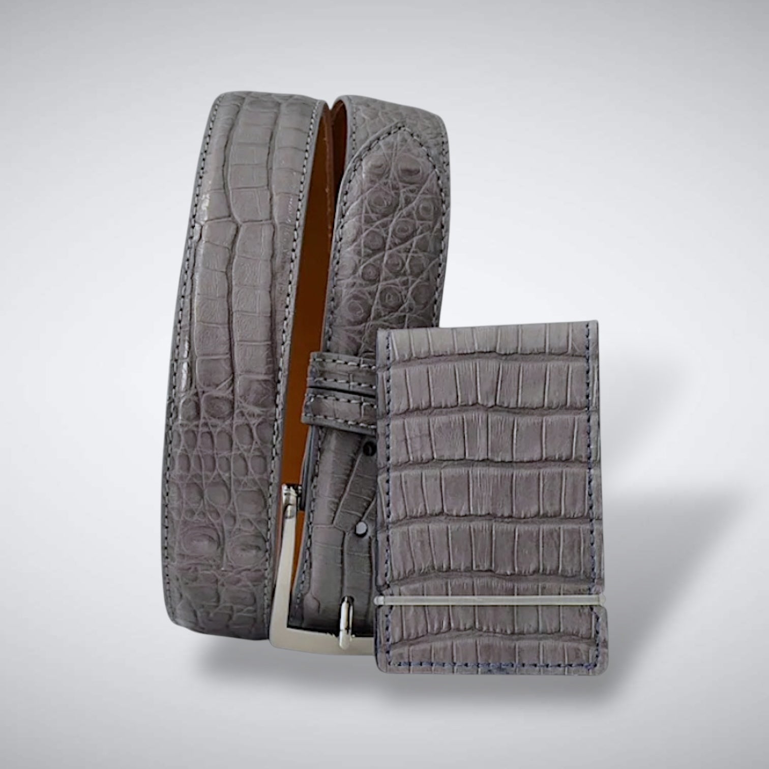 Argentine Caiman Belt: Midline Grey