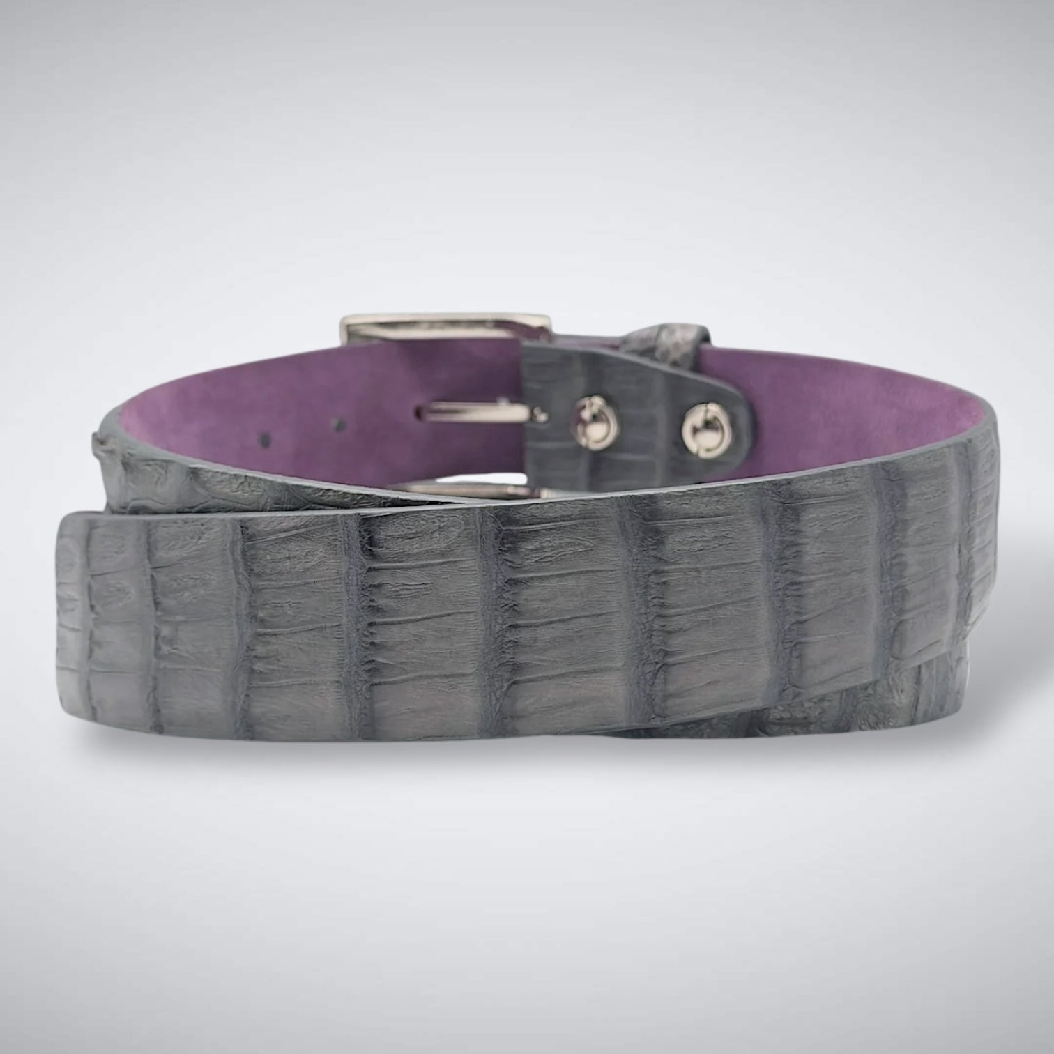 Matte Caiman Hornback with Horn Tips Belt: Grey