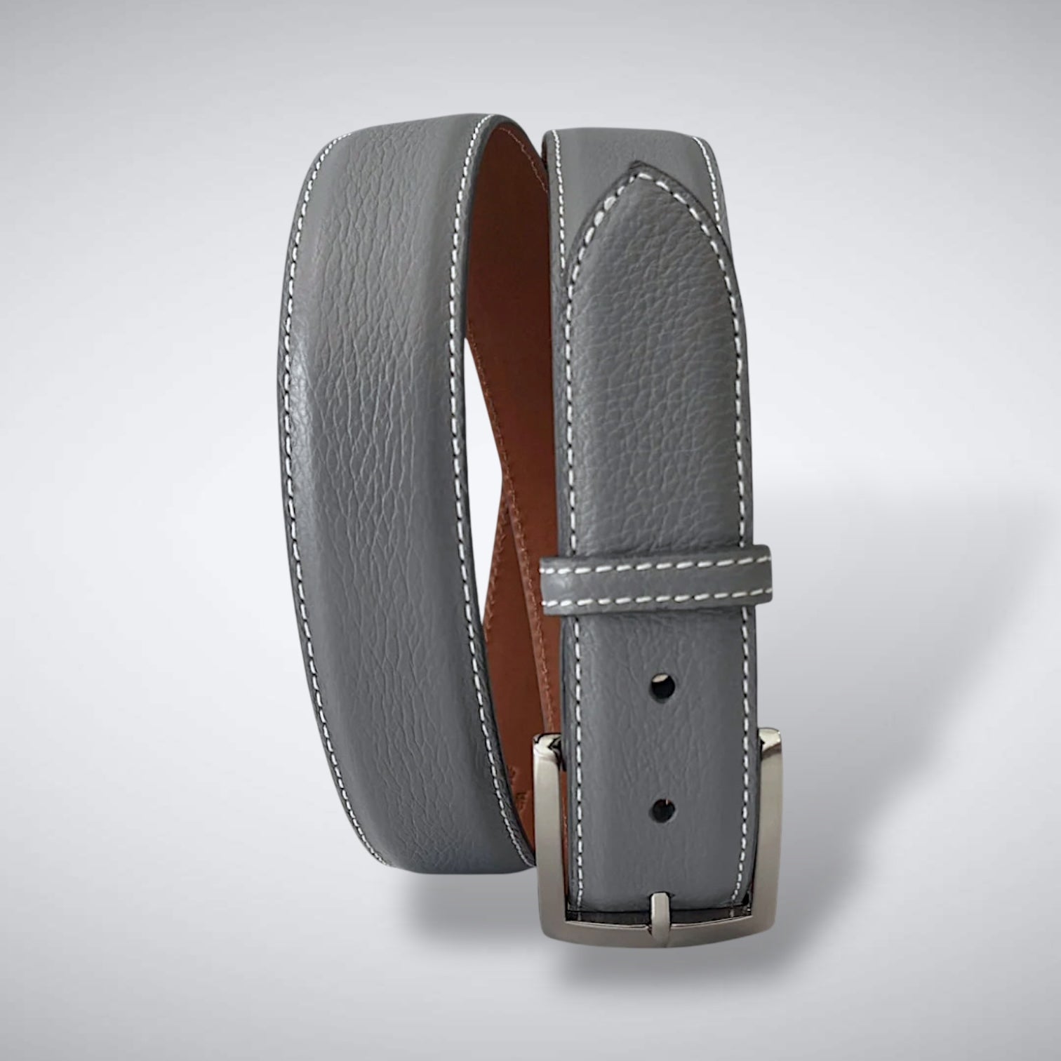 Italian Pebble Grain Calf Belt: Grey