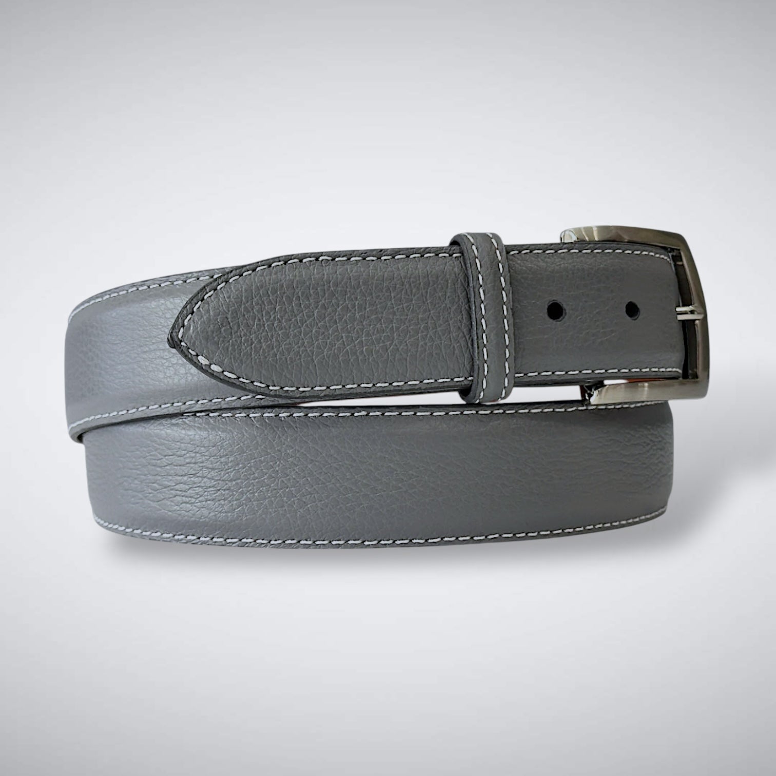 Italian Pebble Grain Calf Belt: Grey