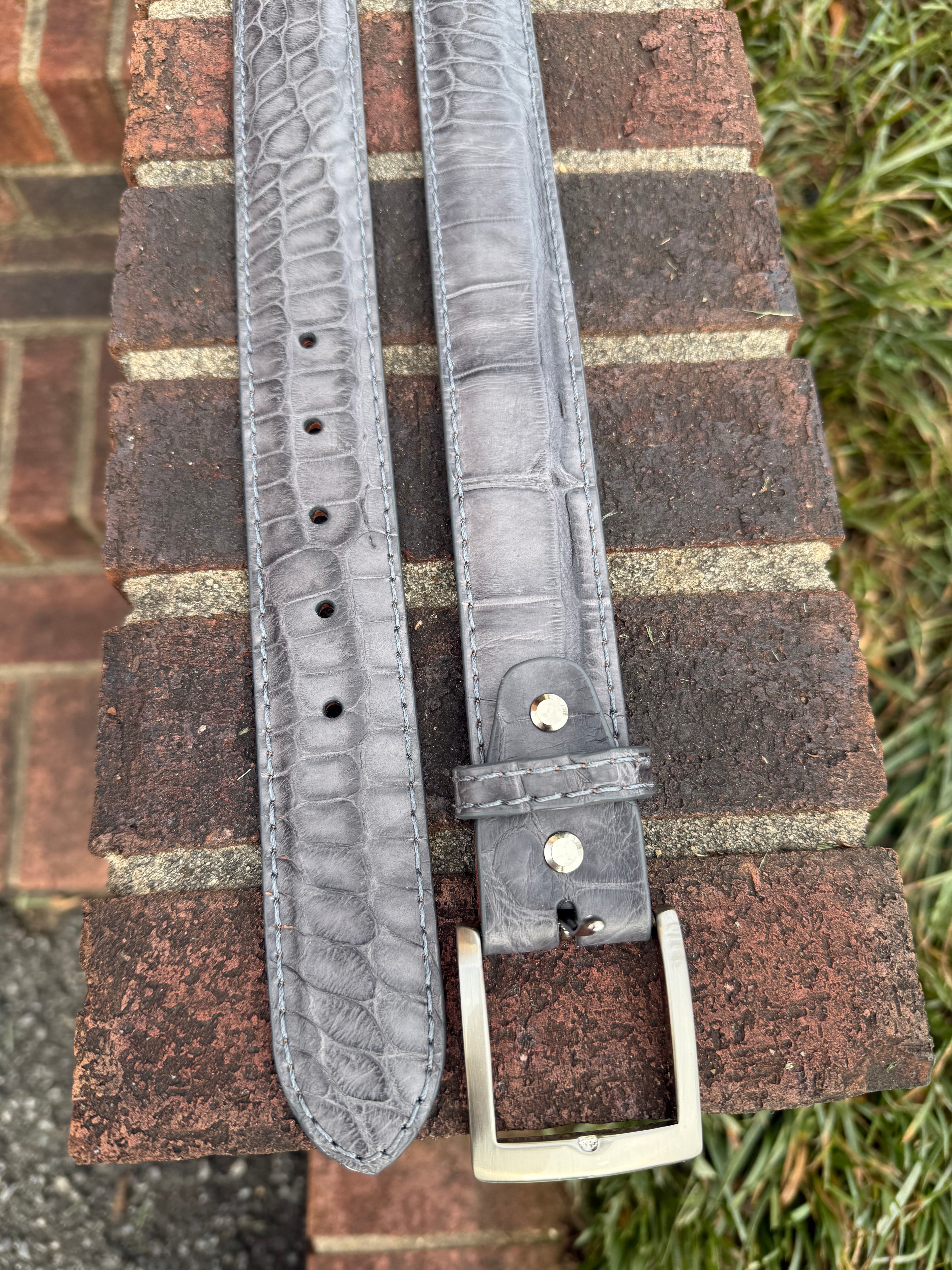 Matte Alligator Field Grade Belt - Mottled Grey (RTS) 1.57" wide (40mm)