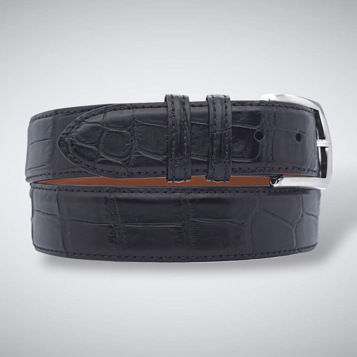 Matte Single-Piece American Alligator Belt: Black