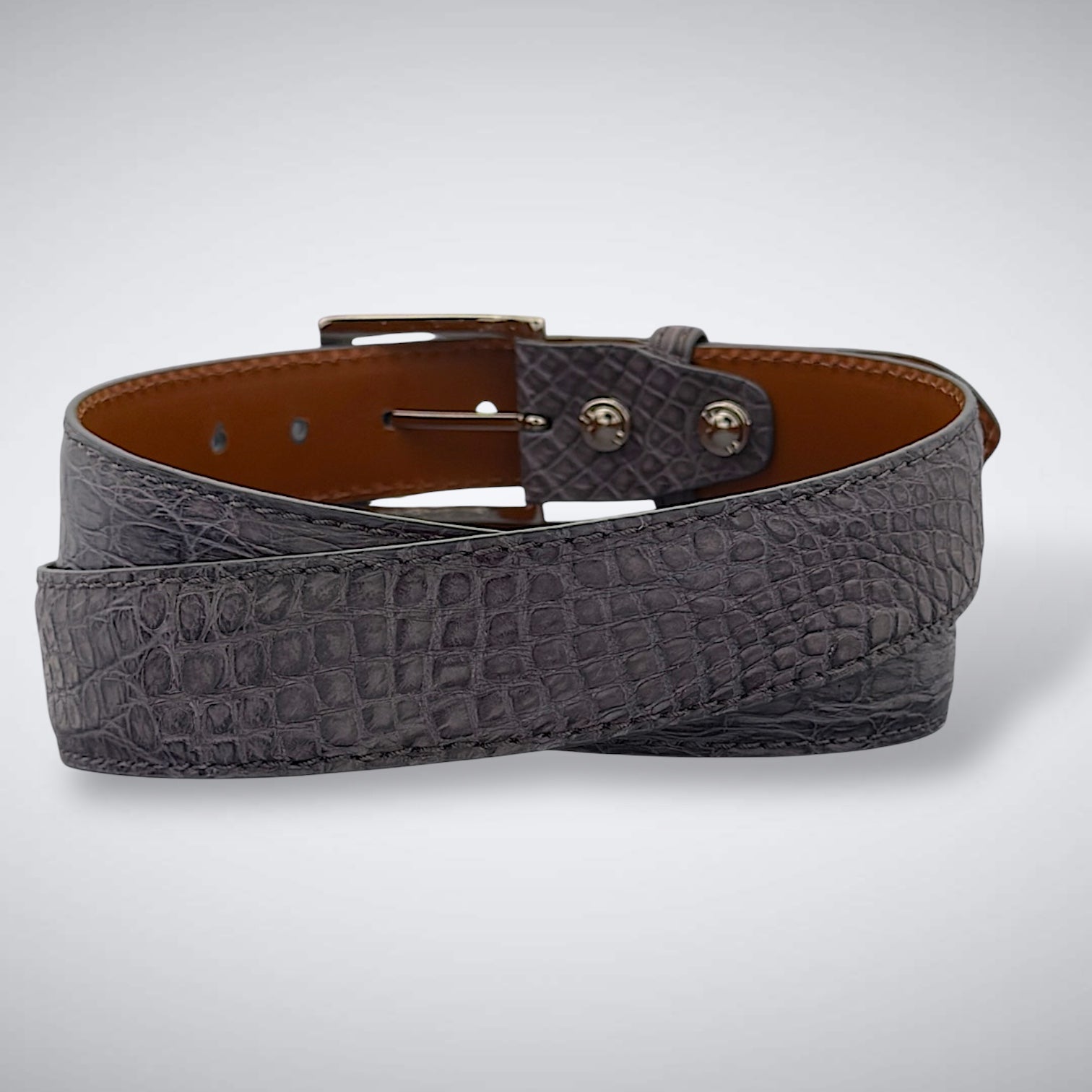 Apex Crocodile Flank Belt (Grey Tonal Stitch)