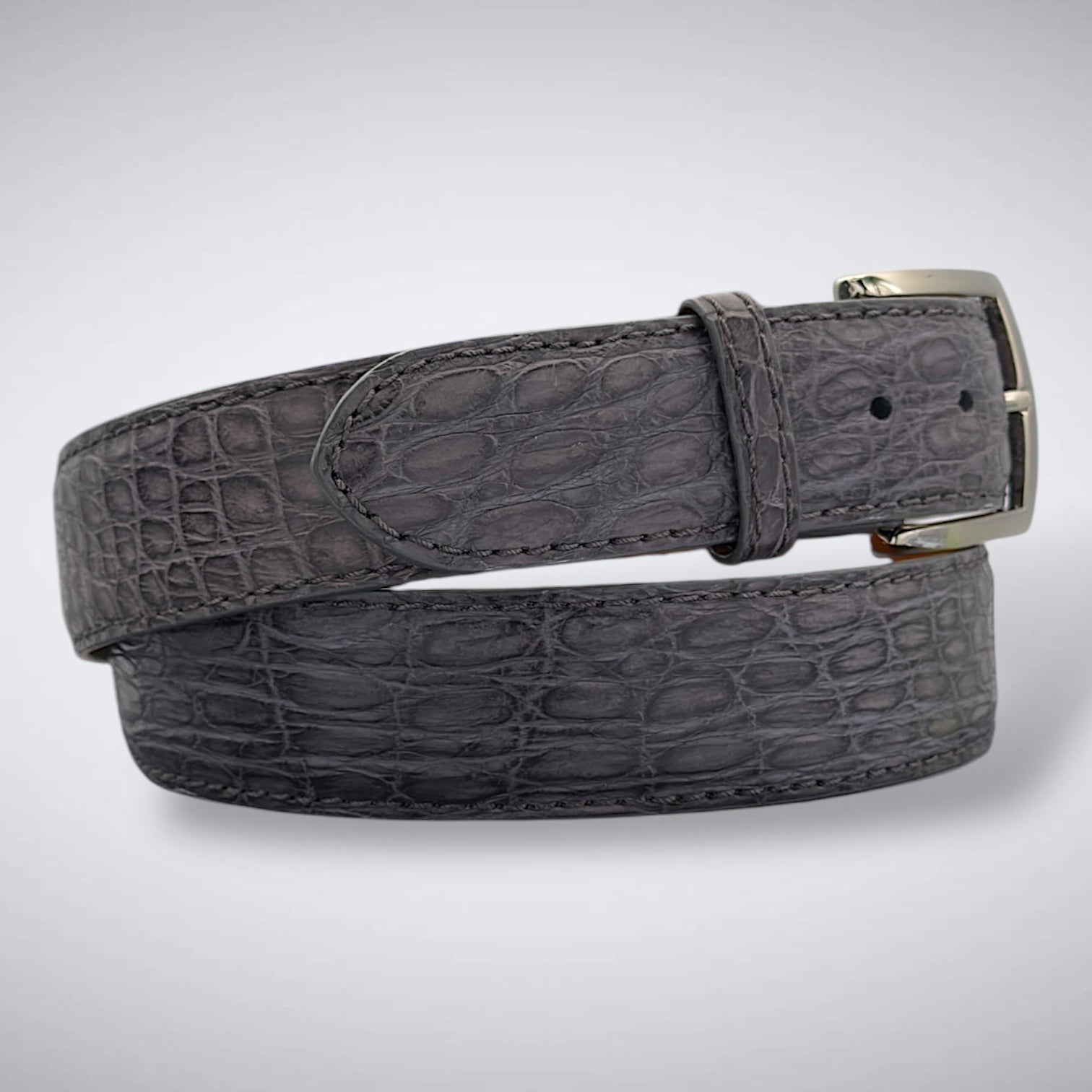 Apex Crocodile Flank Belt (Grey Tonal Stitch)