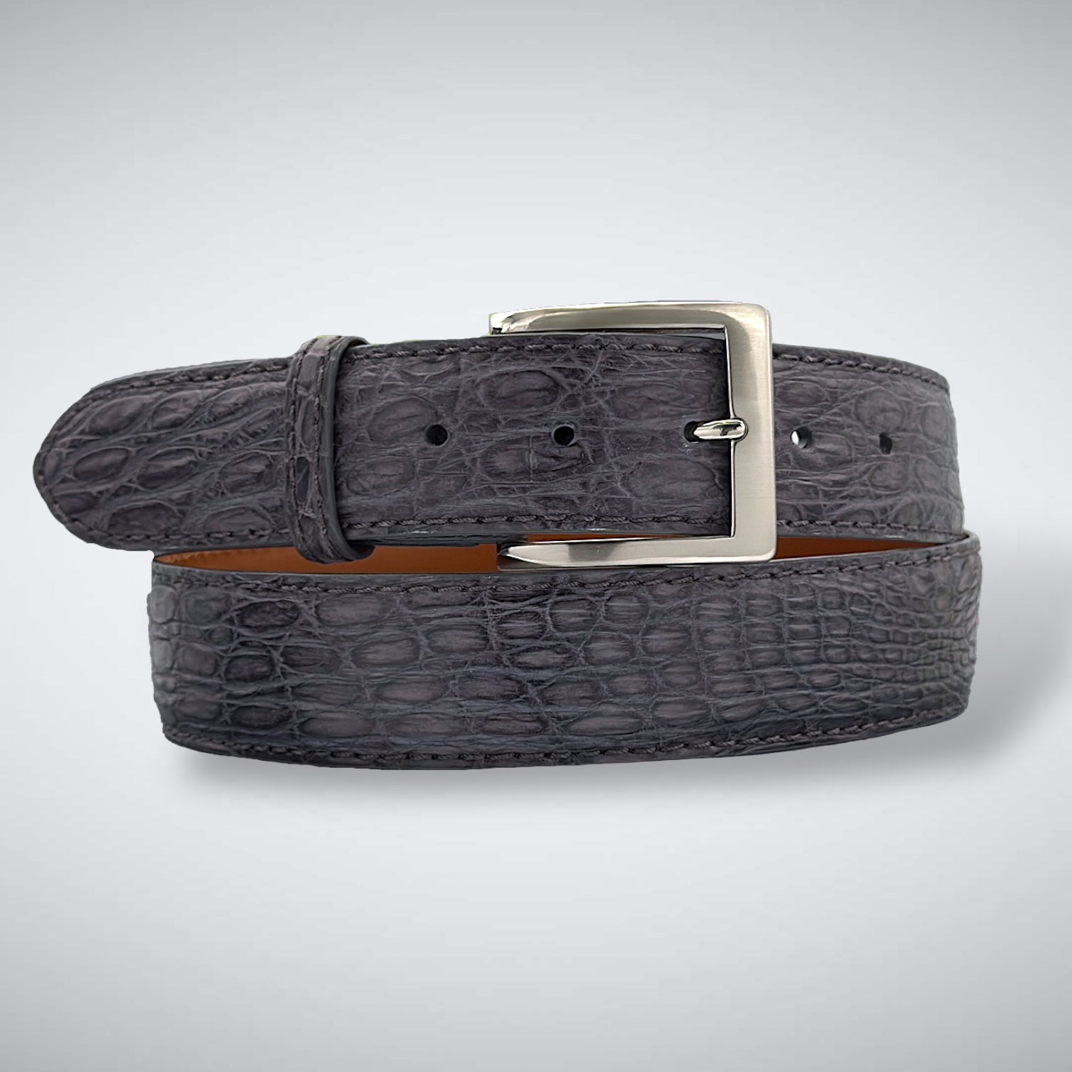 Apex Crocodile Flank Belt (Grey Tonal Stitch)