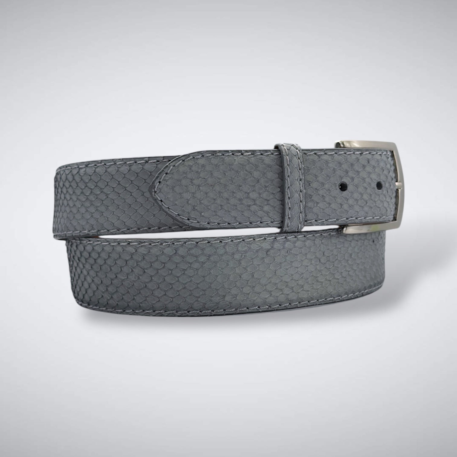 Ash Trap Python Belt (Grey Tonal Stitch)