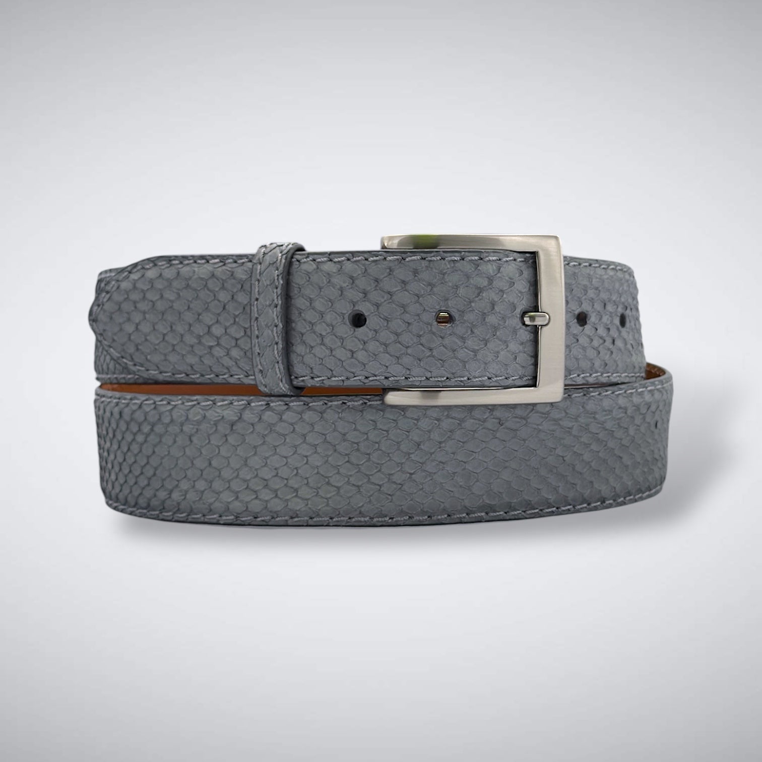 Ash Trap Python Belt (Grey Tonal Stitch)