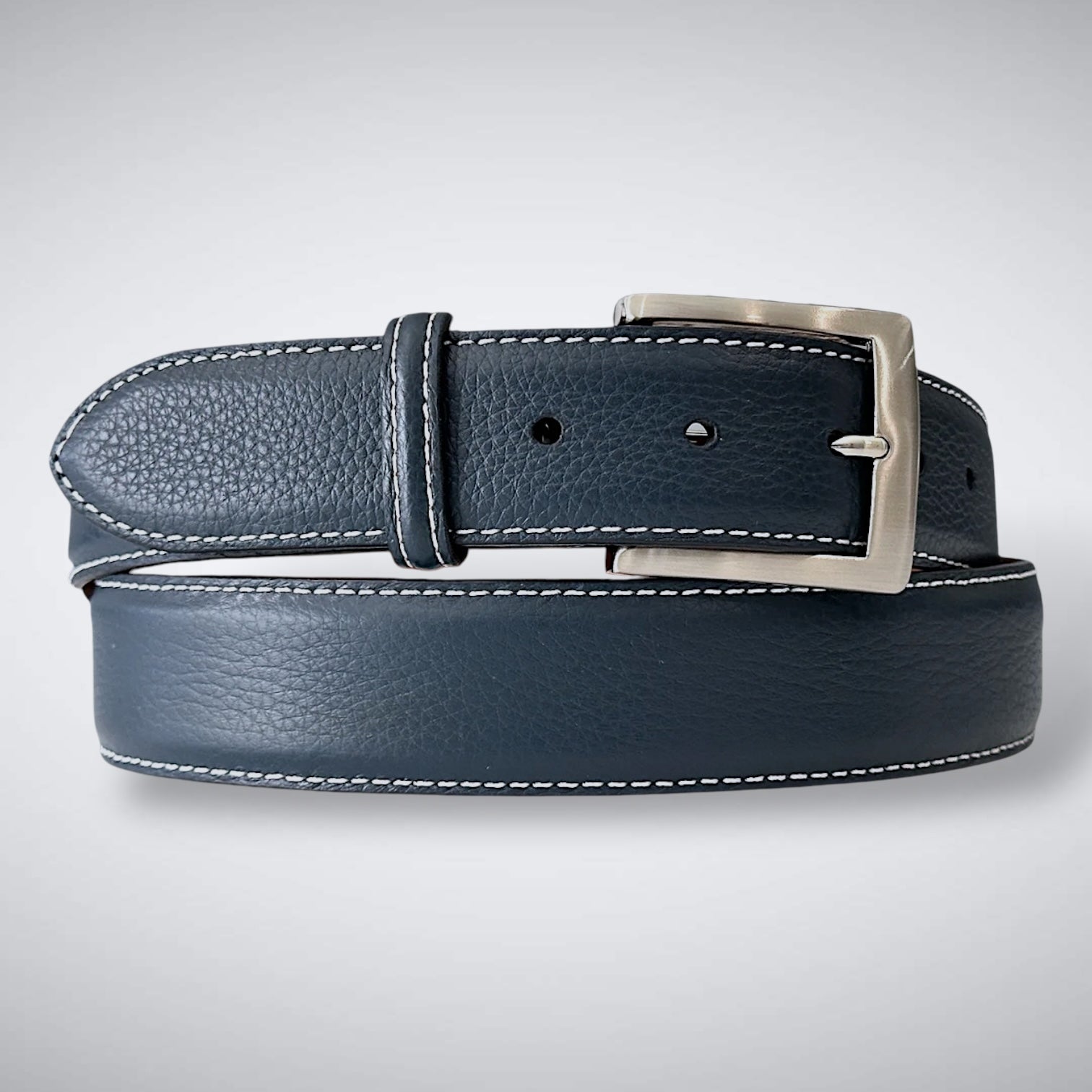 Italian Pebble Grain Calf Belt: Navy