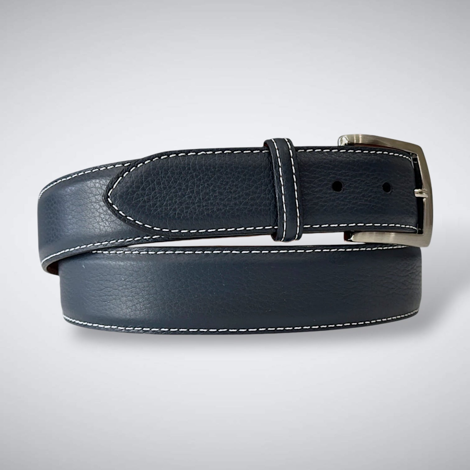 Italian Pebble Grain Calf Belt: Navy