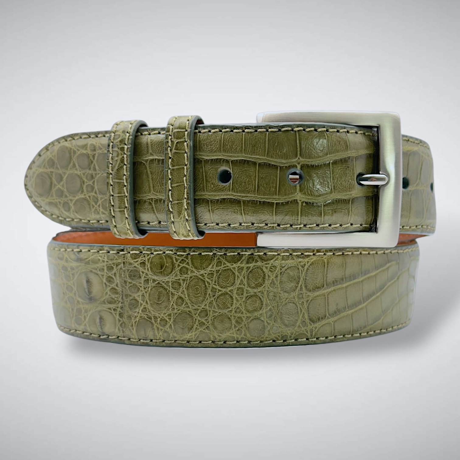 Argentine Caiman Belt: Olive