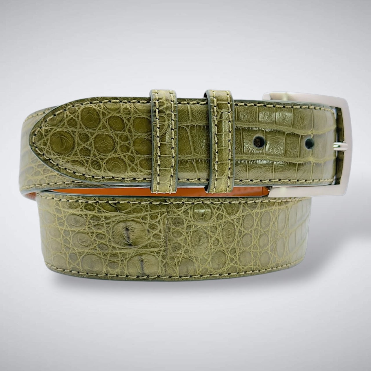 Argentine Caiman Belt: Olive