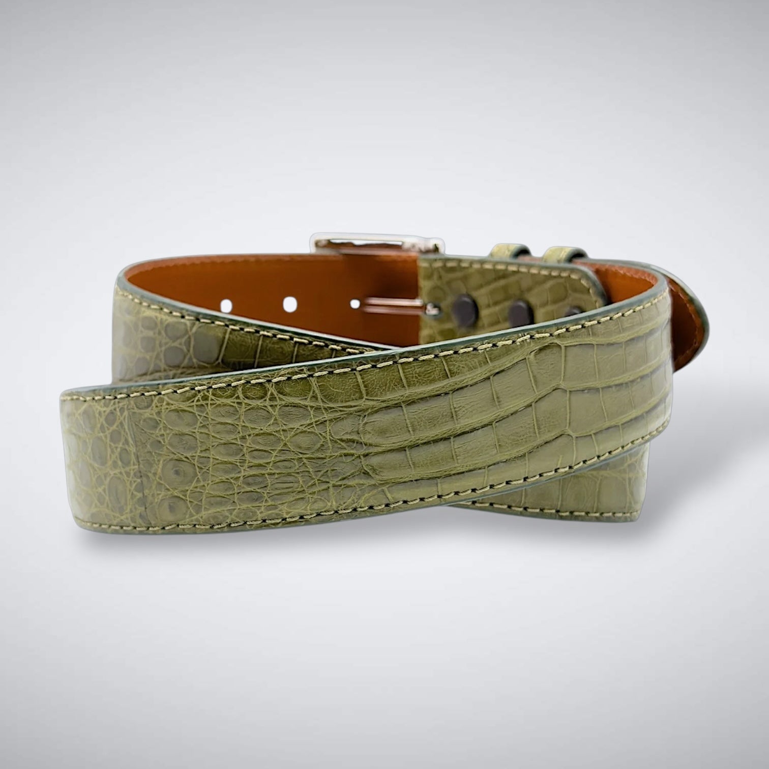 Argentine Caiman Belt: Olive