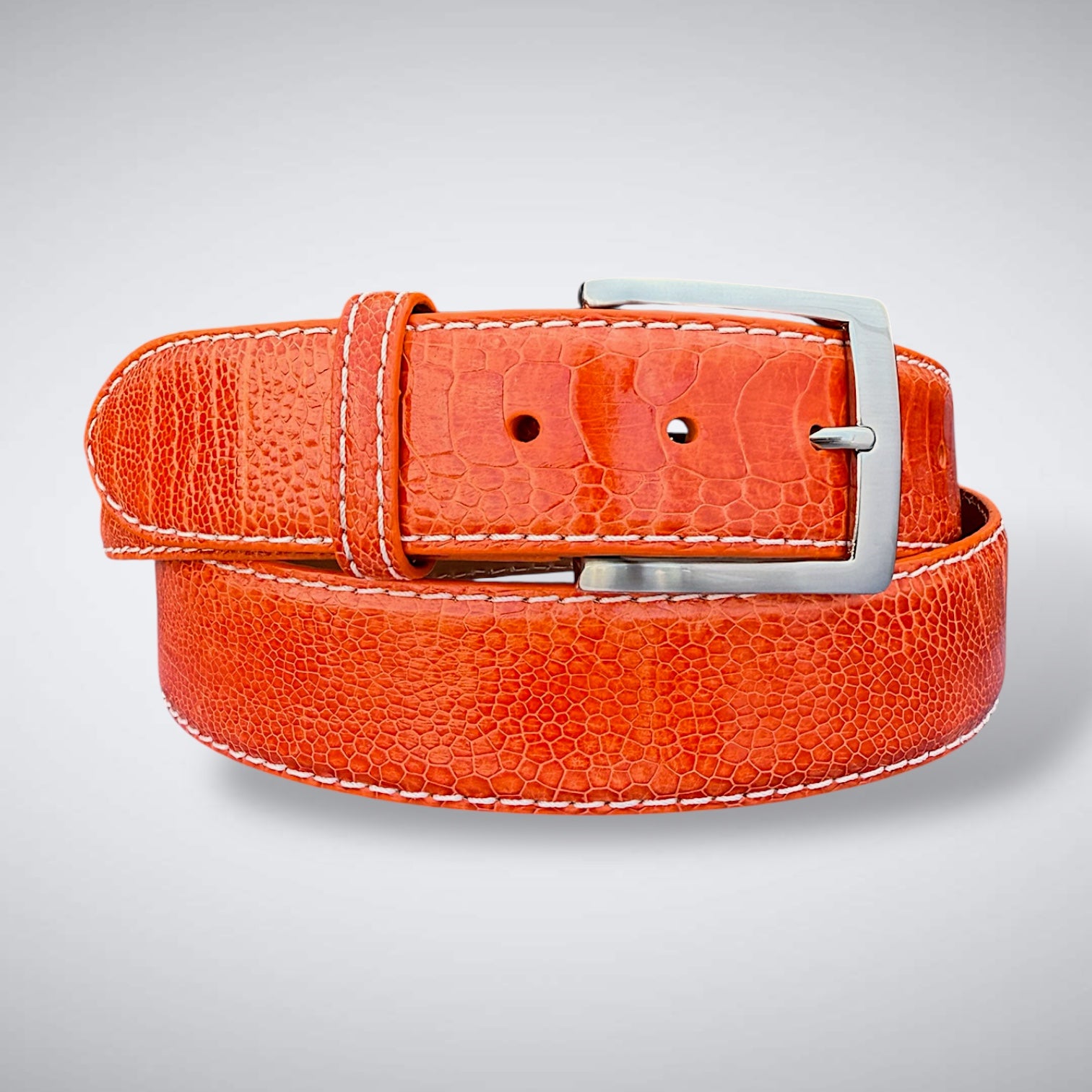 Ostrich Shin Belt: Orange Crush