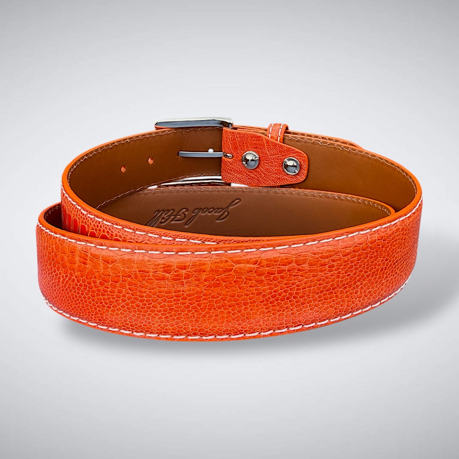 Ostrich Shin Belt: Orange Crush
