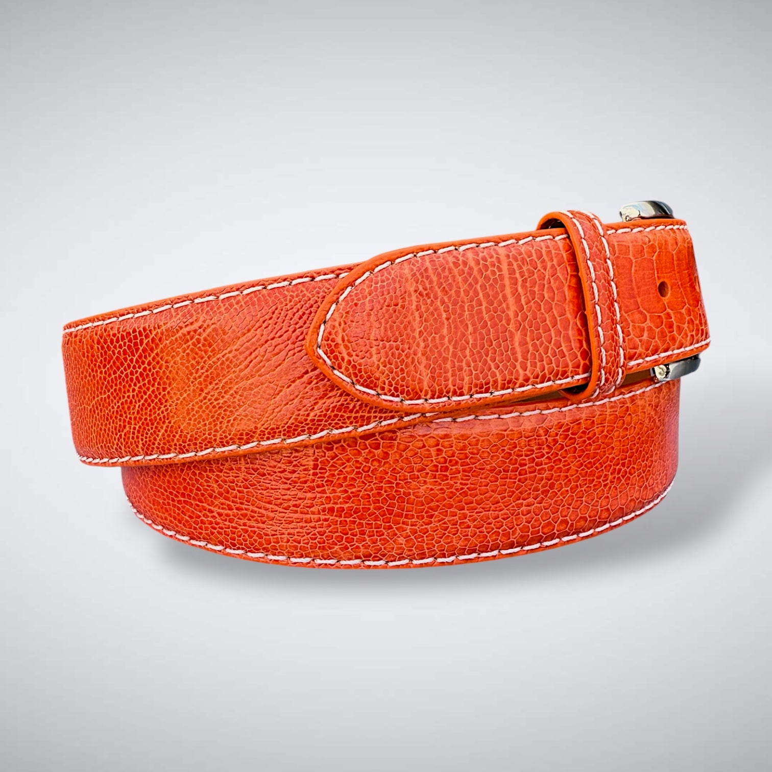 Ostrich Shin Belt: Orange Crush