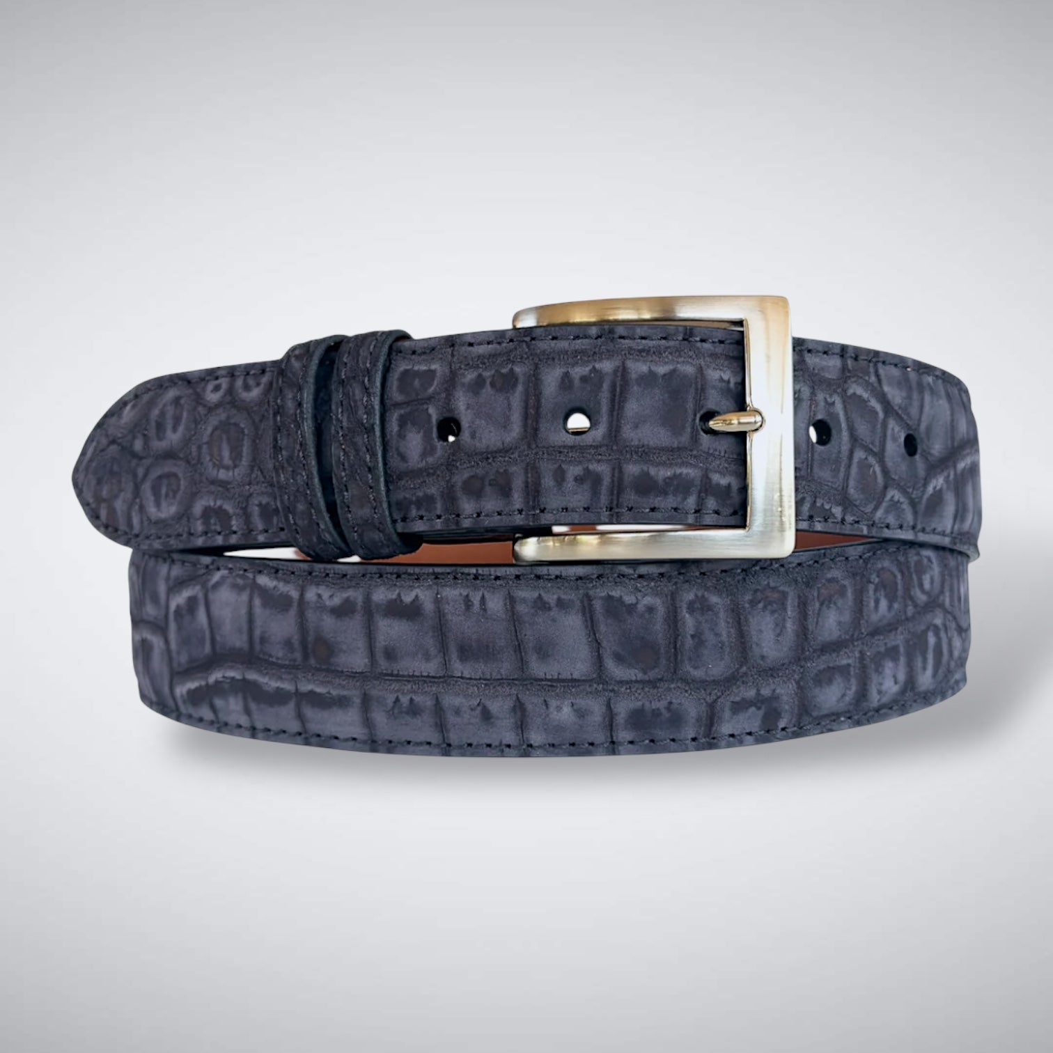 American Suede Alligator Belt: Black