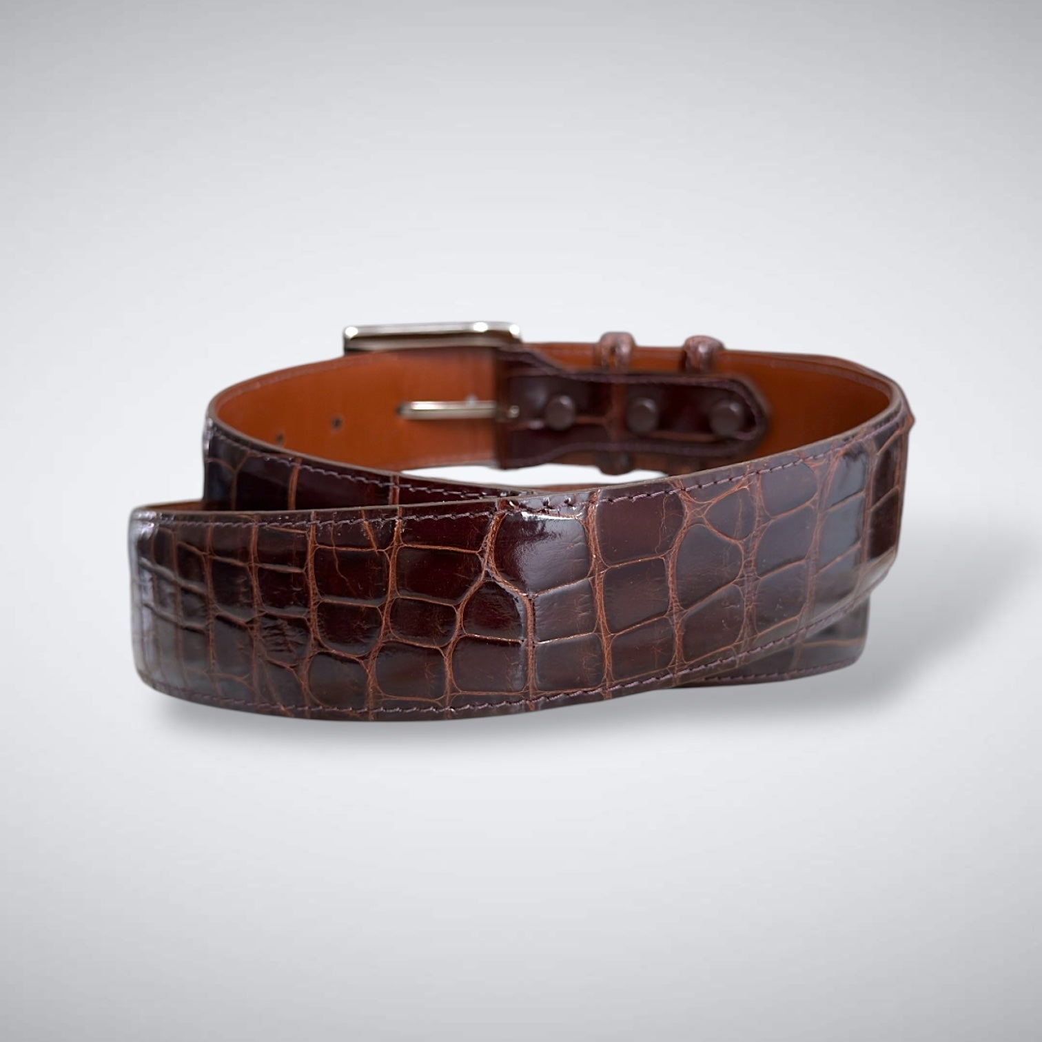 American Glazed Alligator Belt: Smokewood