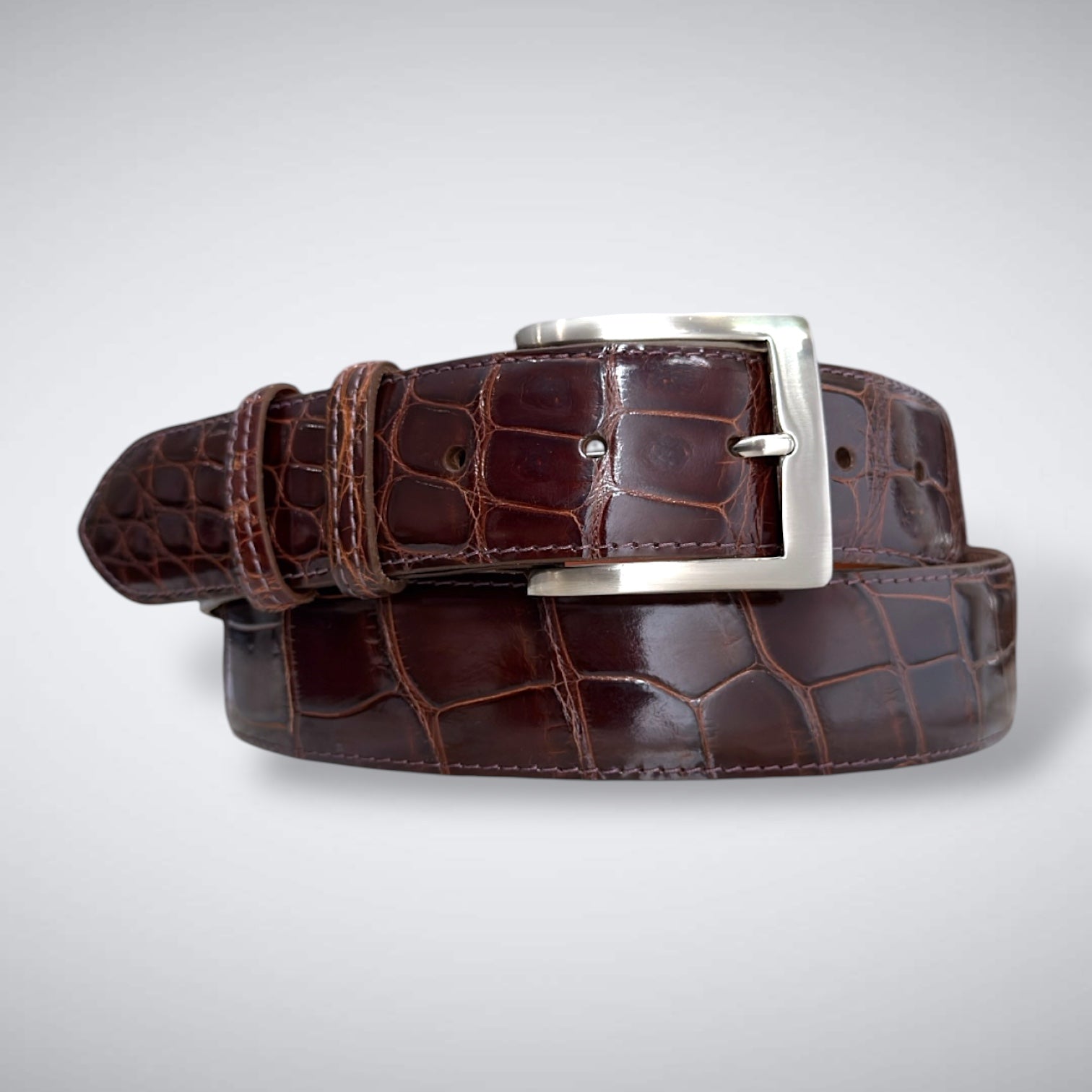 American Glazed Alligator Belt: Smokewood