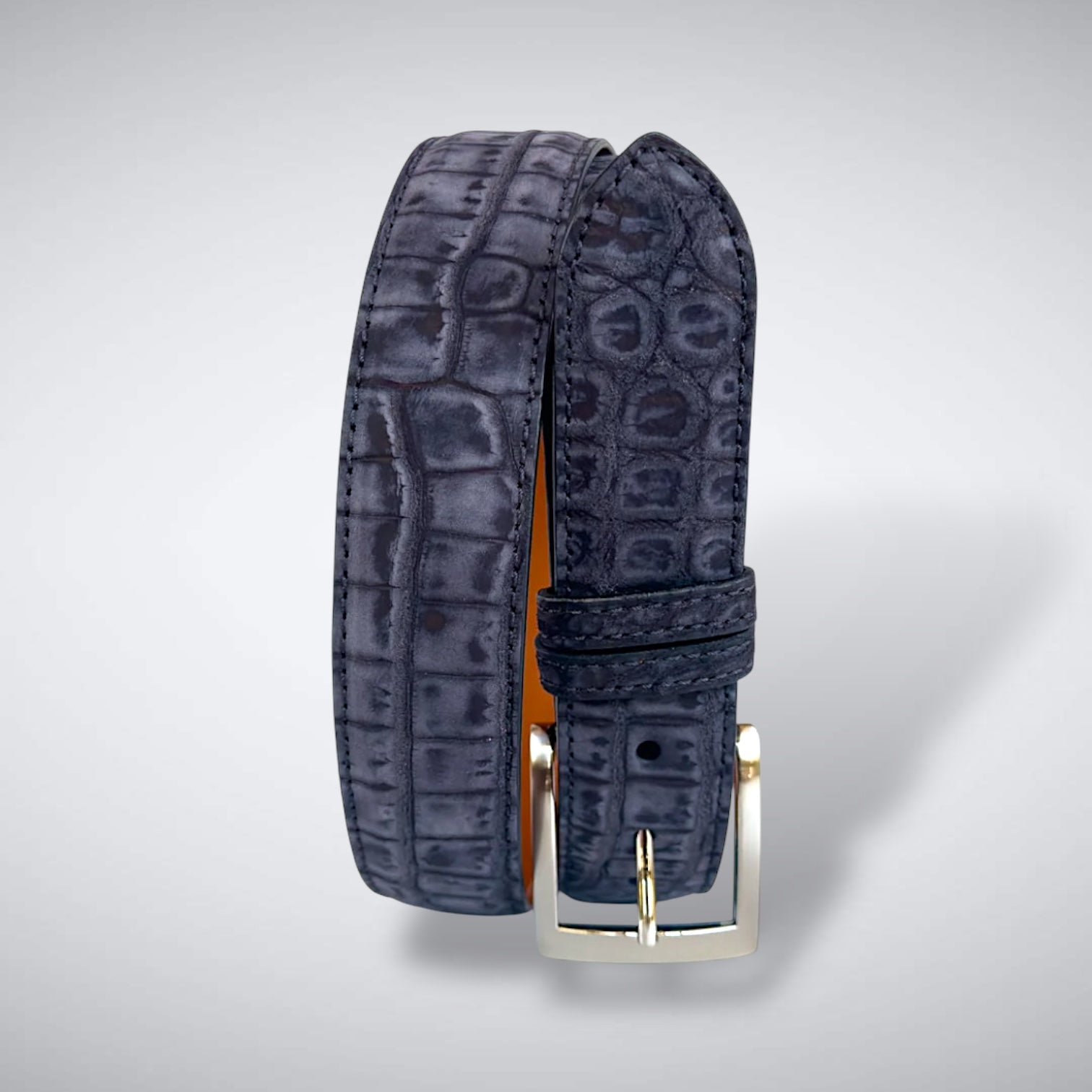 American Suede Alligator Belt: Black
