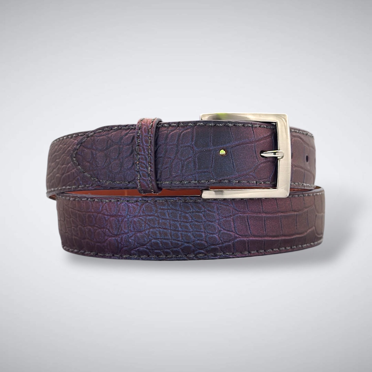 Ready To Ship Alligator Belt: Savile Bordeaux
