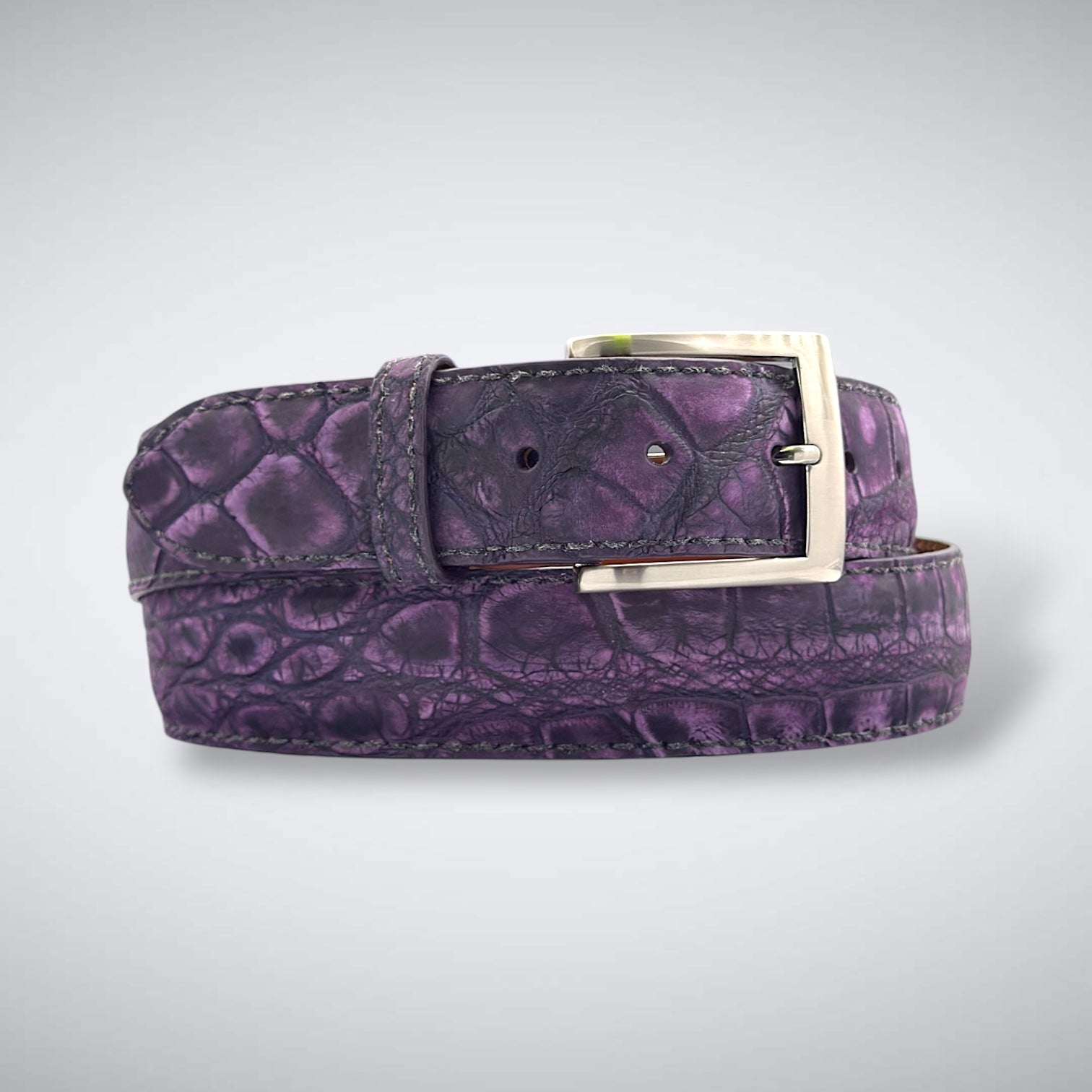 Ready To Ship Alligator Belt: Violaire Suede Alligator