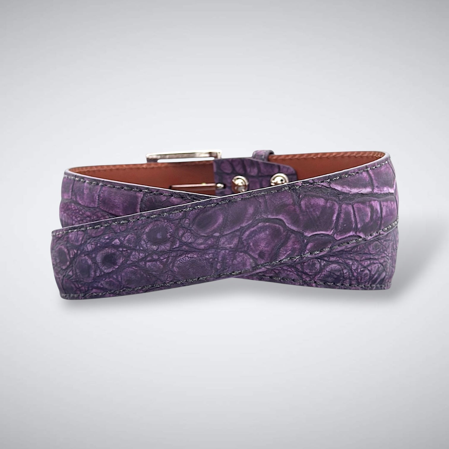 Ready To Ship Alligator Belt: Violaire Suede Alligator