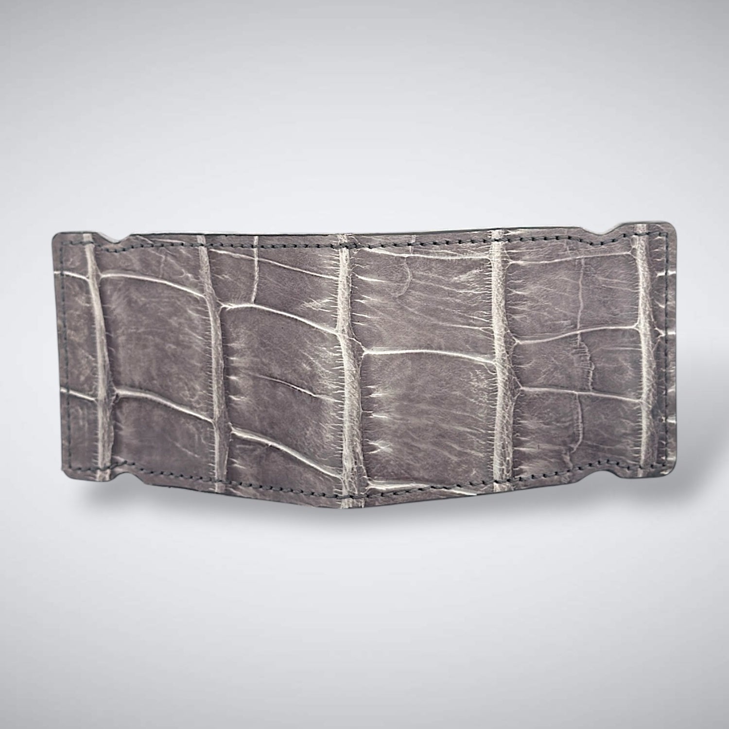 The DJ Cash Cover — Matte Grey Alligator with White Stitch