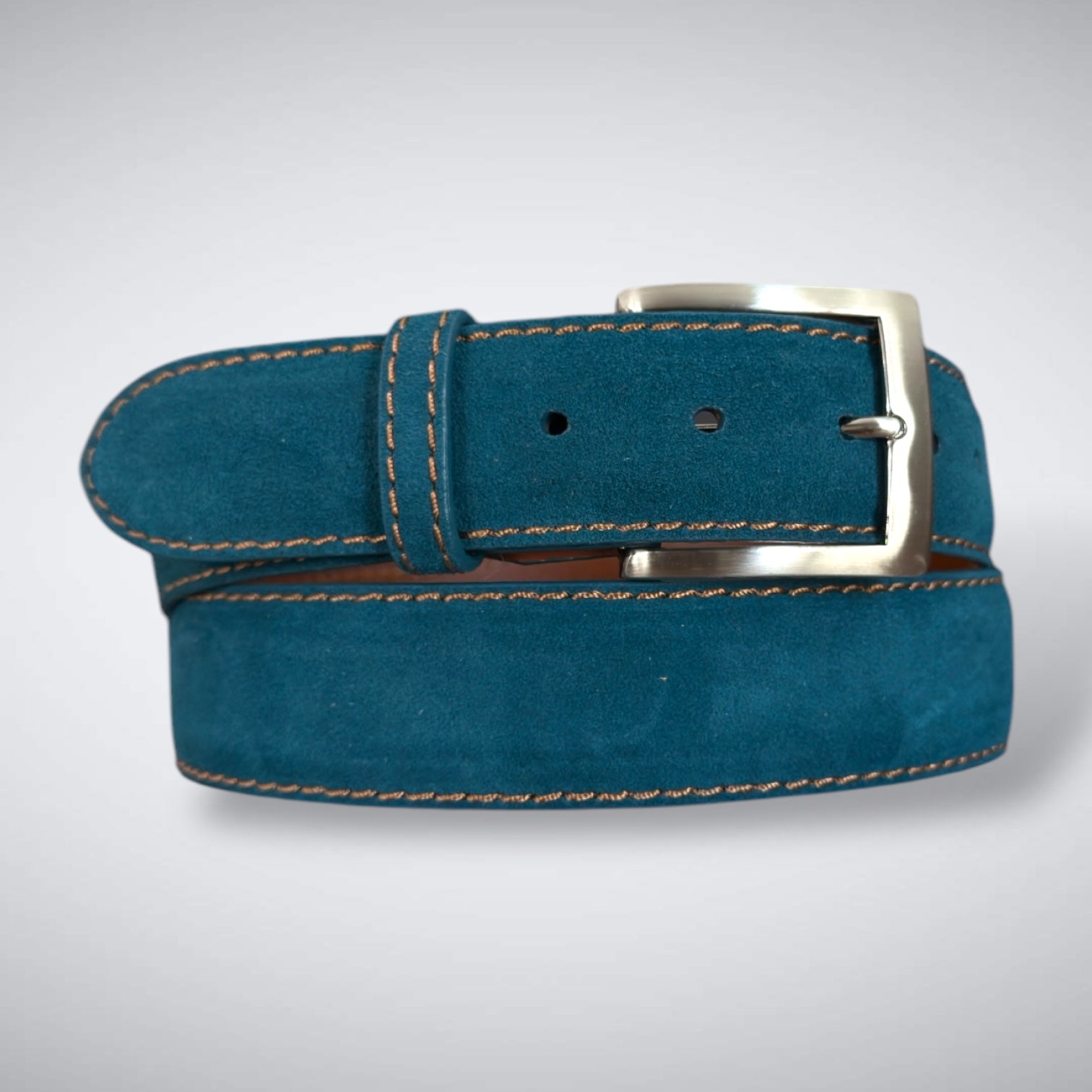 Ready To Ship Italian Calf Suede Belt: Cypress Tide (1.5 Width)
