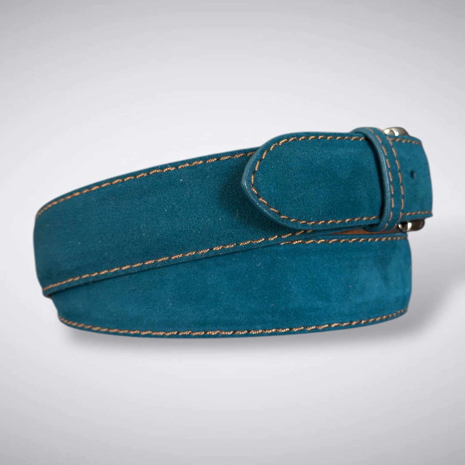 Ready To Ship Italian Calf Suede Belt: Cypress Tide (1.5 Width)