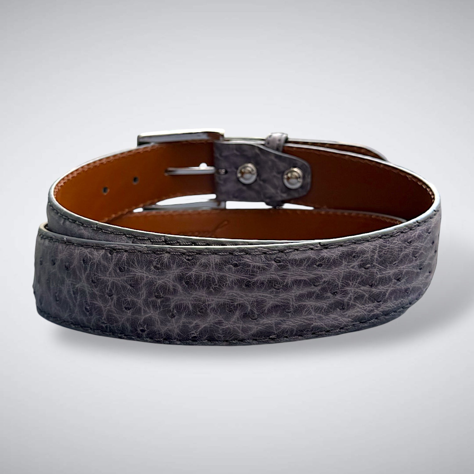 Ready To Ship Ostrich Quill Belt: Grey Hawk 1.5" width