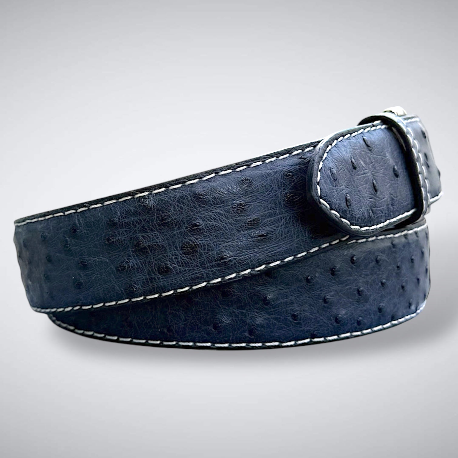 Ready To Ship Ostrich Quill Belt: Blue Quill Ridge