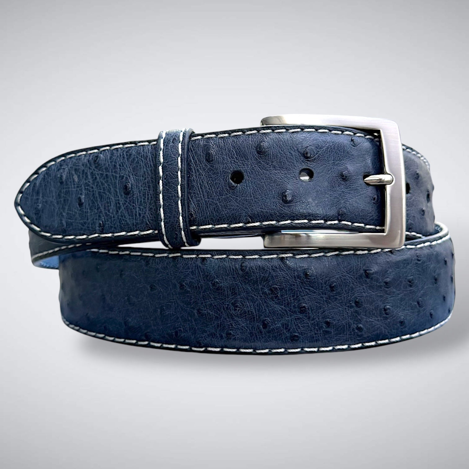Ready To Ship Ostrich Quill Belt: Blue Quill Ridge