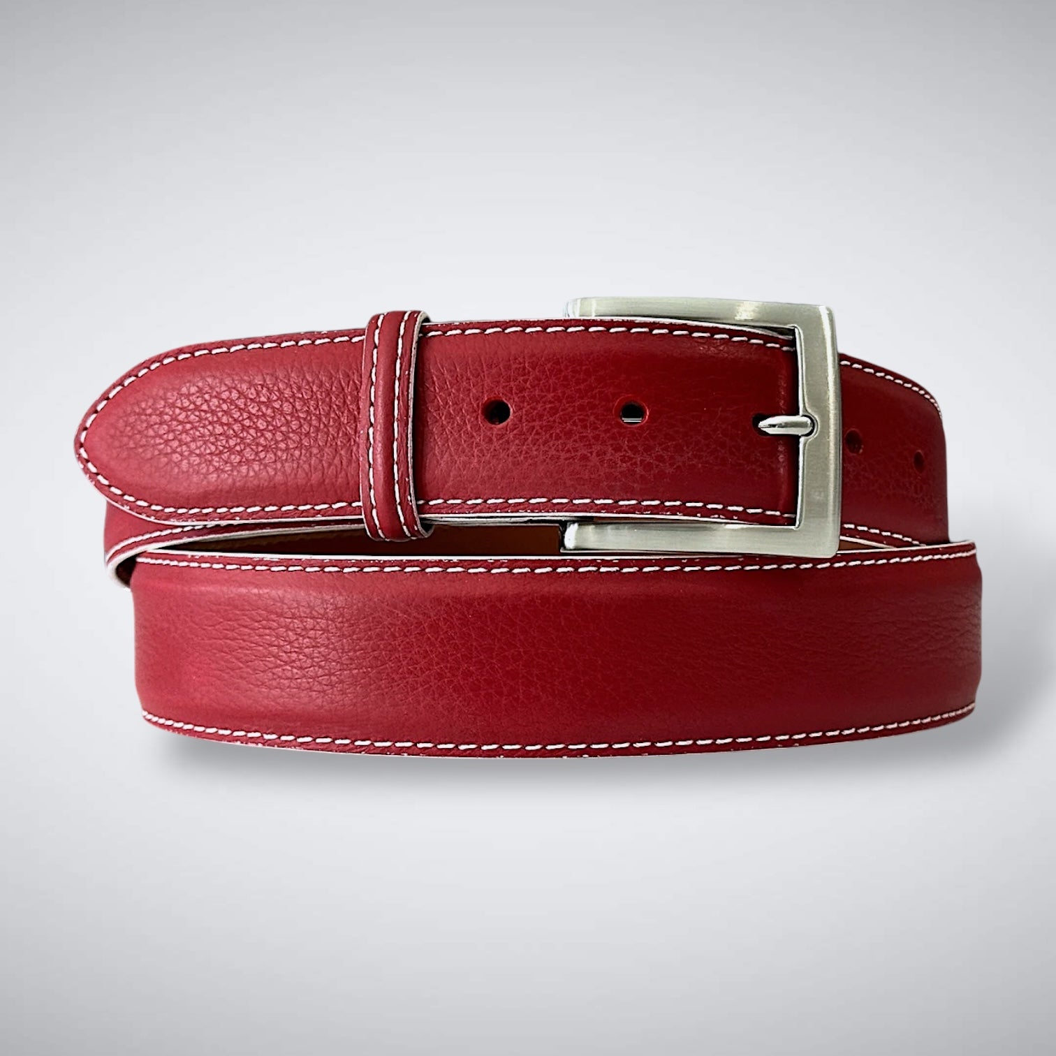 Italian Pebble Grain Calf Belt: Red