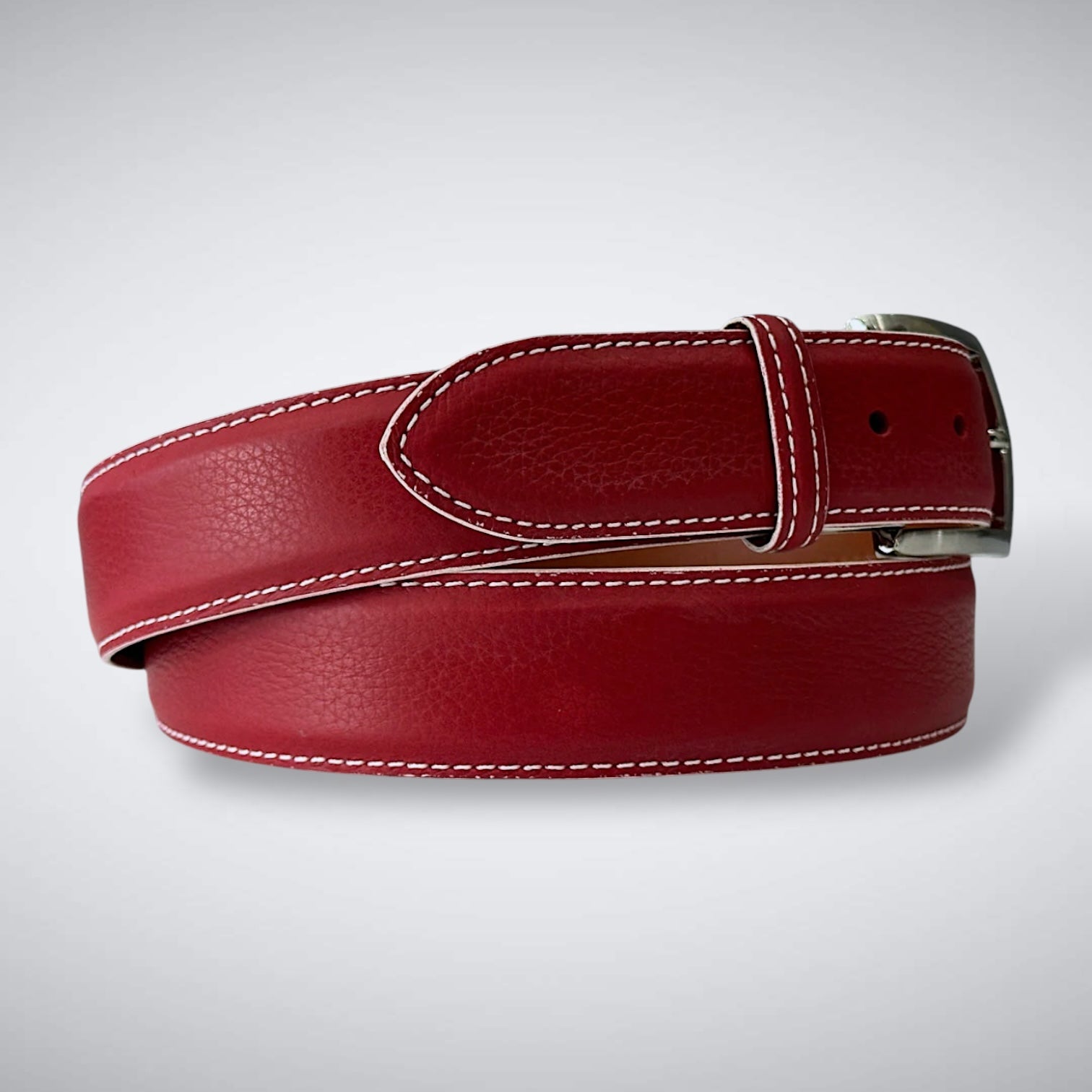 Italian Pebble Grain Calf Belt: Red