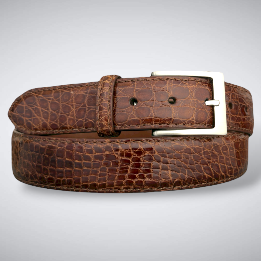 Rothschild Crocodile Belt (Dark Cognac Tonal Stitch)