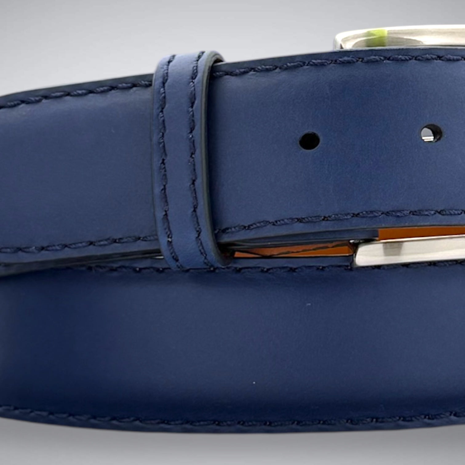 Ready To Ship Italian Calf Belt: Shinnecock Blue (1.5 Width)