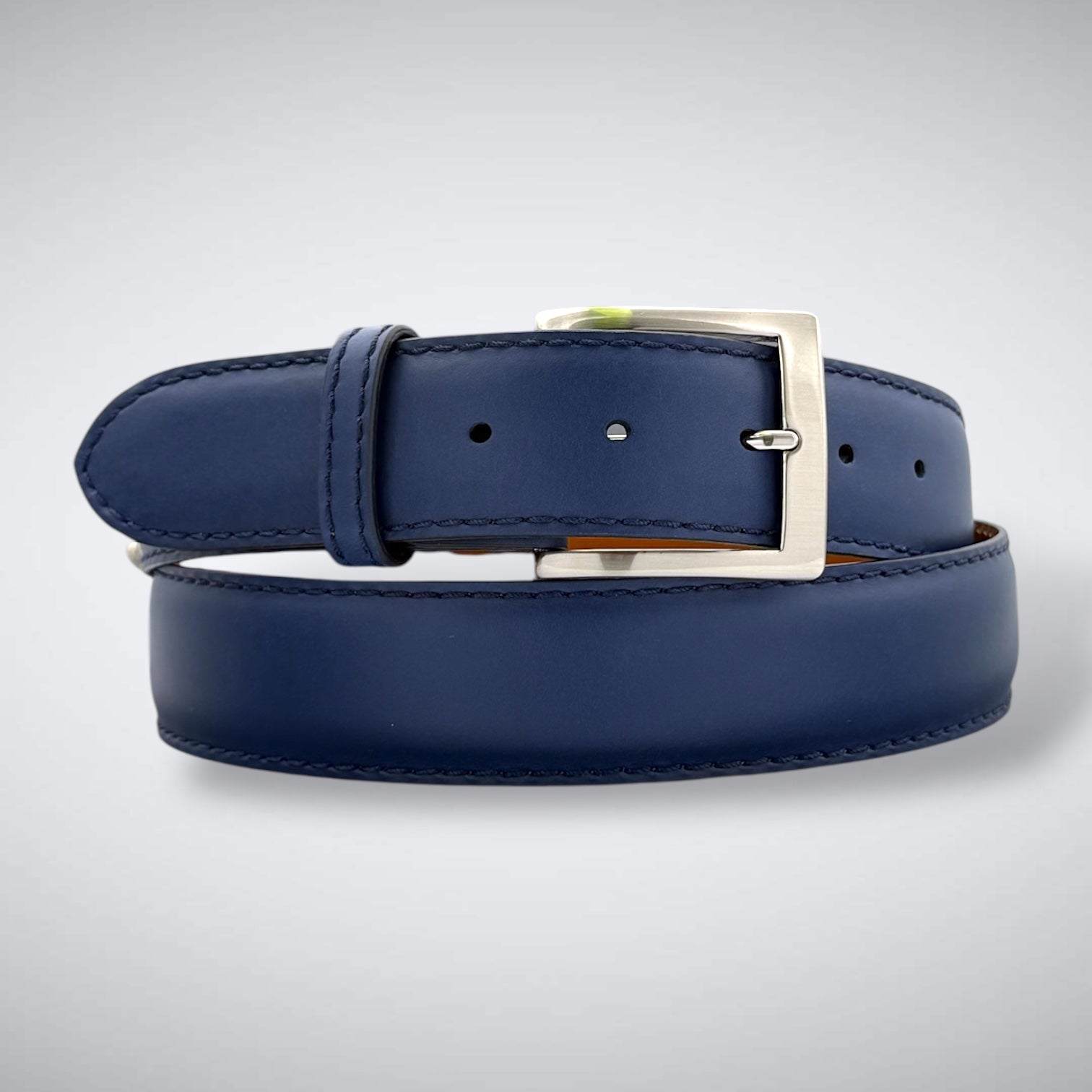 Ready To Ship Italian Calf Belt: Shinnecock Blue (1.5 Width)