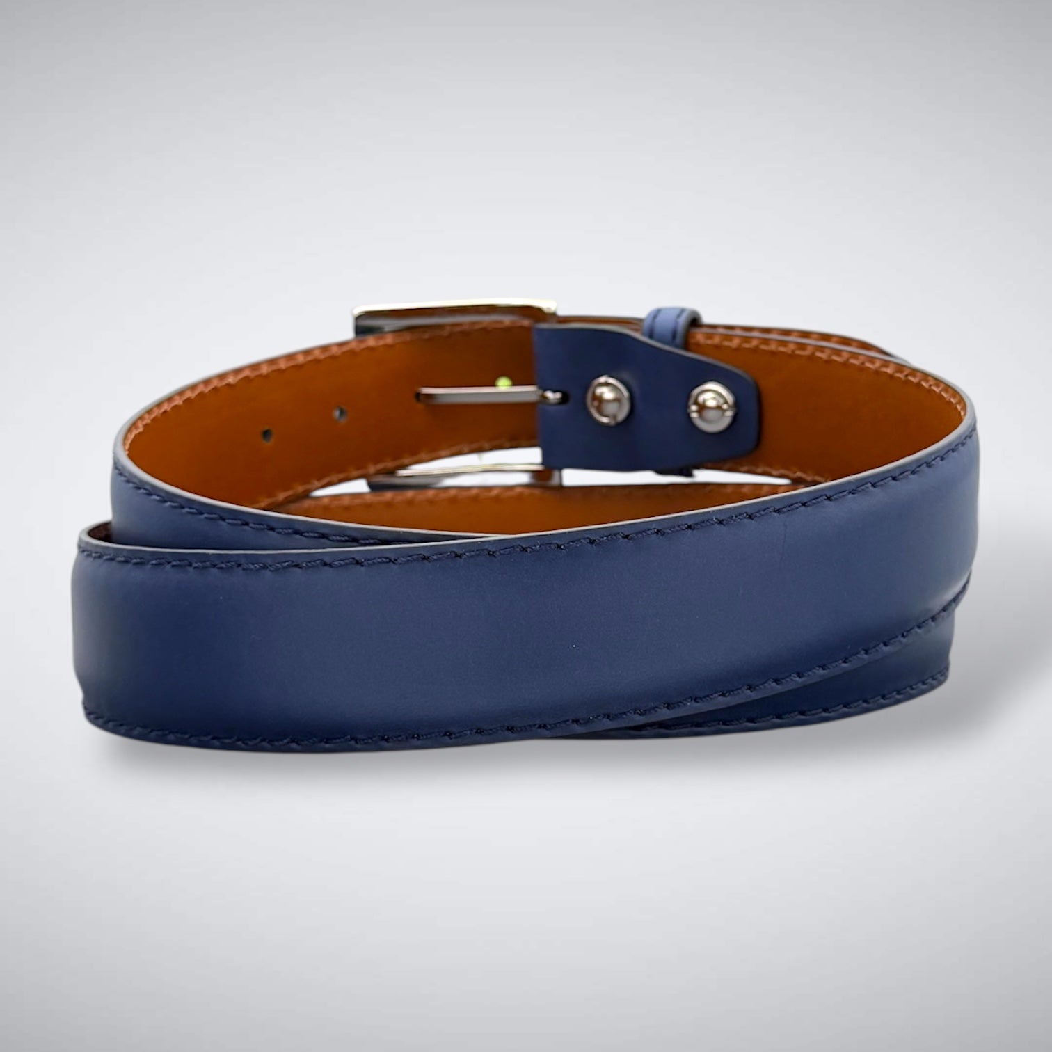 Ready To Ship Italian Calf Belt: Shinnecock Blue (1.5 Width)
