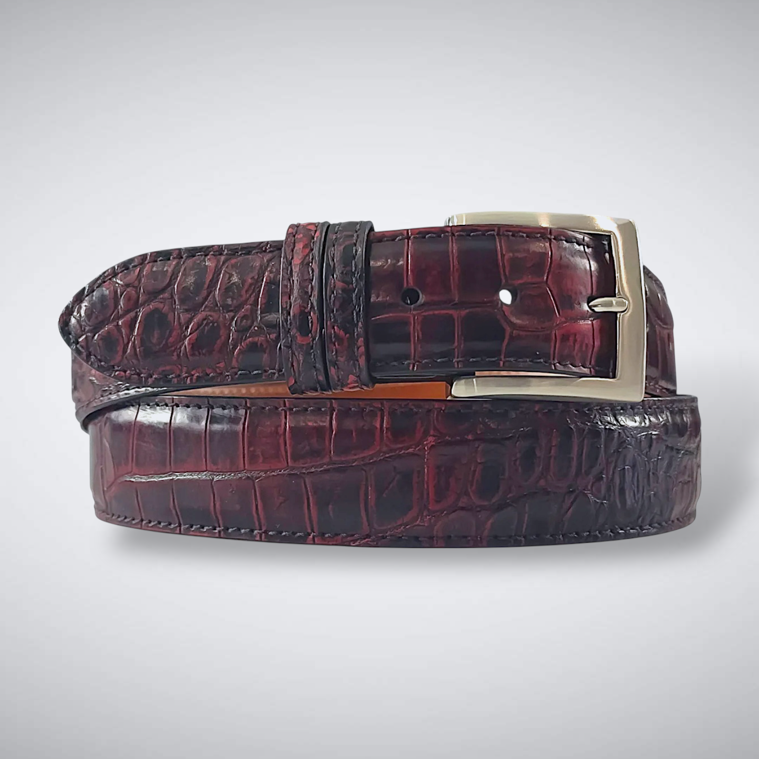 Alligator Belt – Black Cherry Matte | Jacob Hill Leather