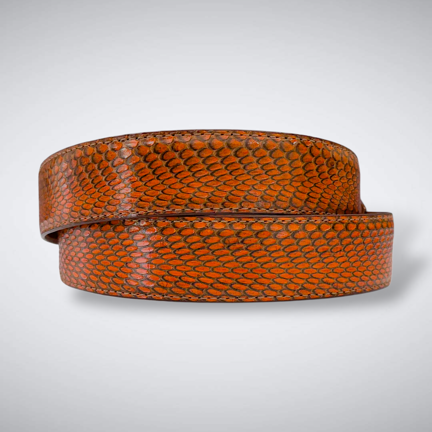 Spitting Back Cut Cobra Belt: Cognac