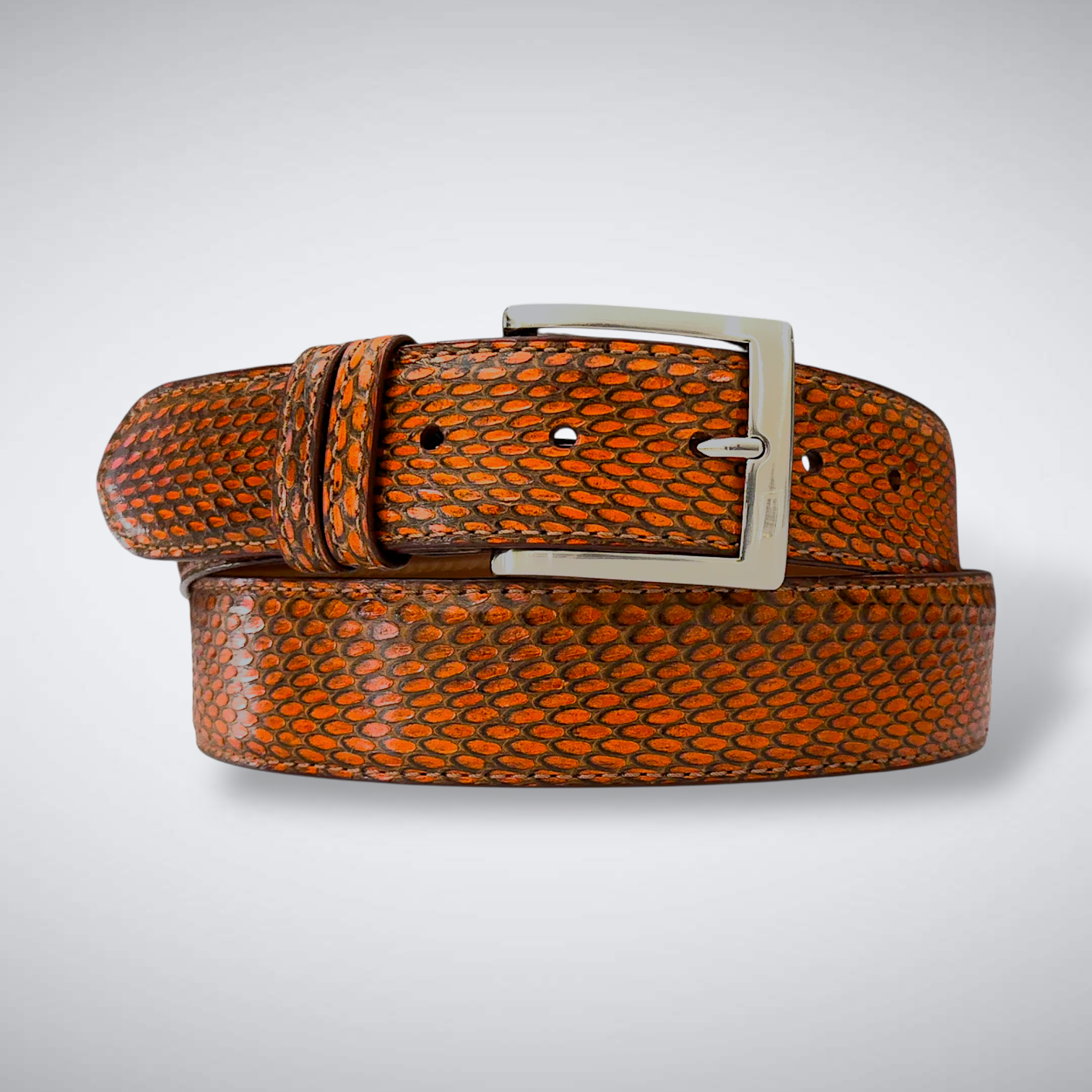 Spitting Back Cut Cobra Belt: Cognac