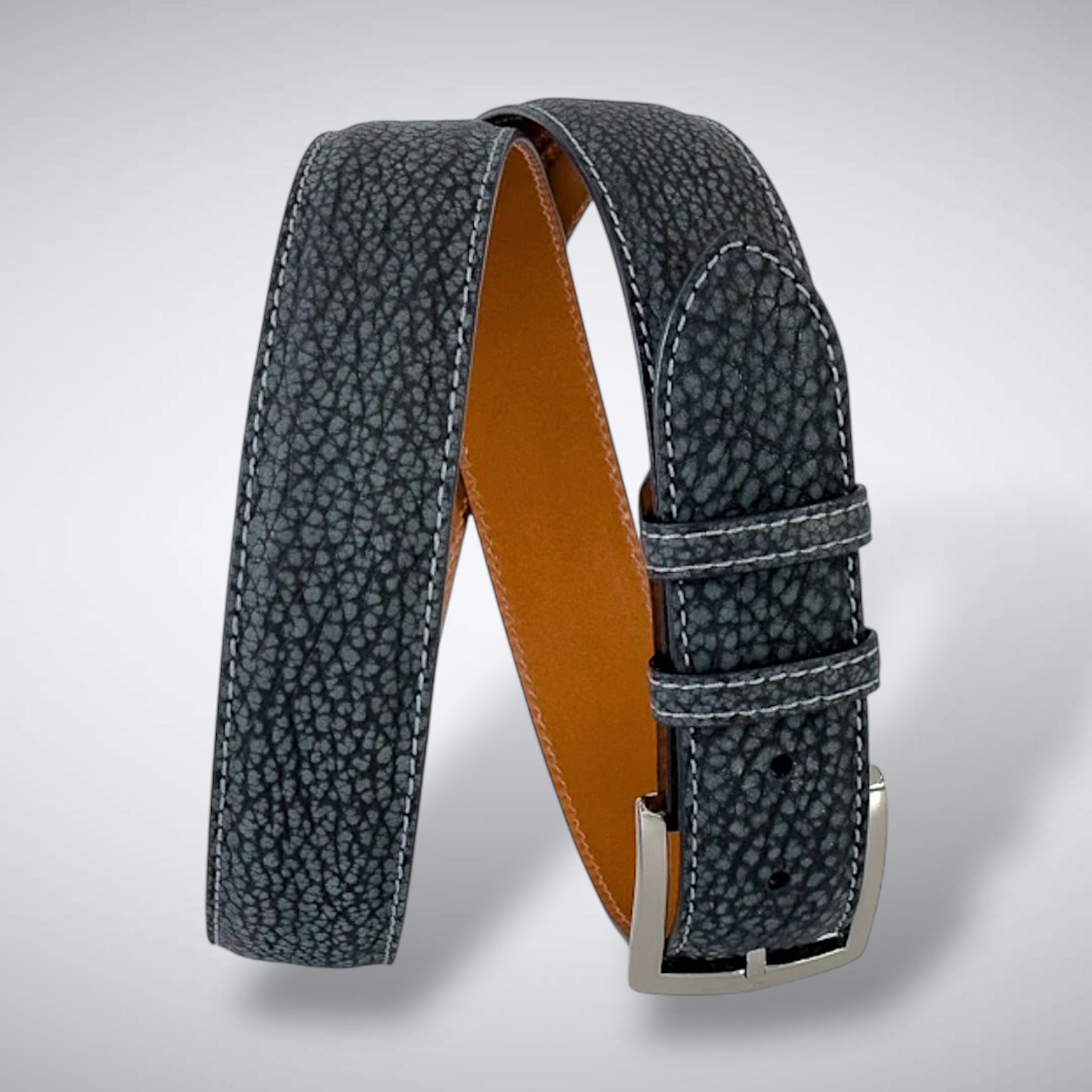 Tetons Bison Belt (Charcoal Suede Tonal Stitch)