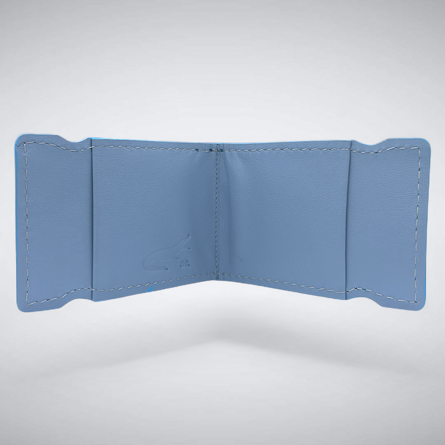 The Daly Cash Cover — Navy Ostrich Quill with Sky Blue Stitch