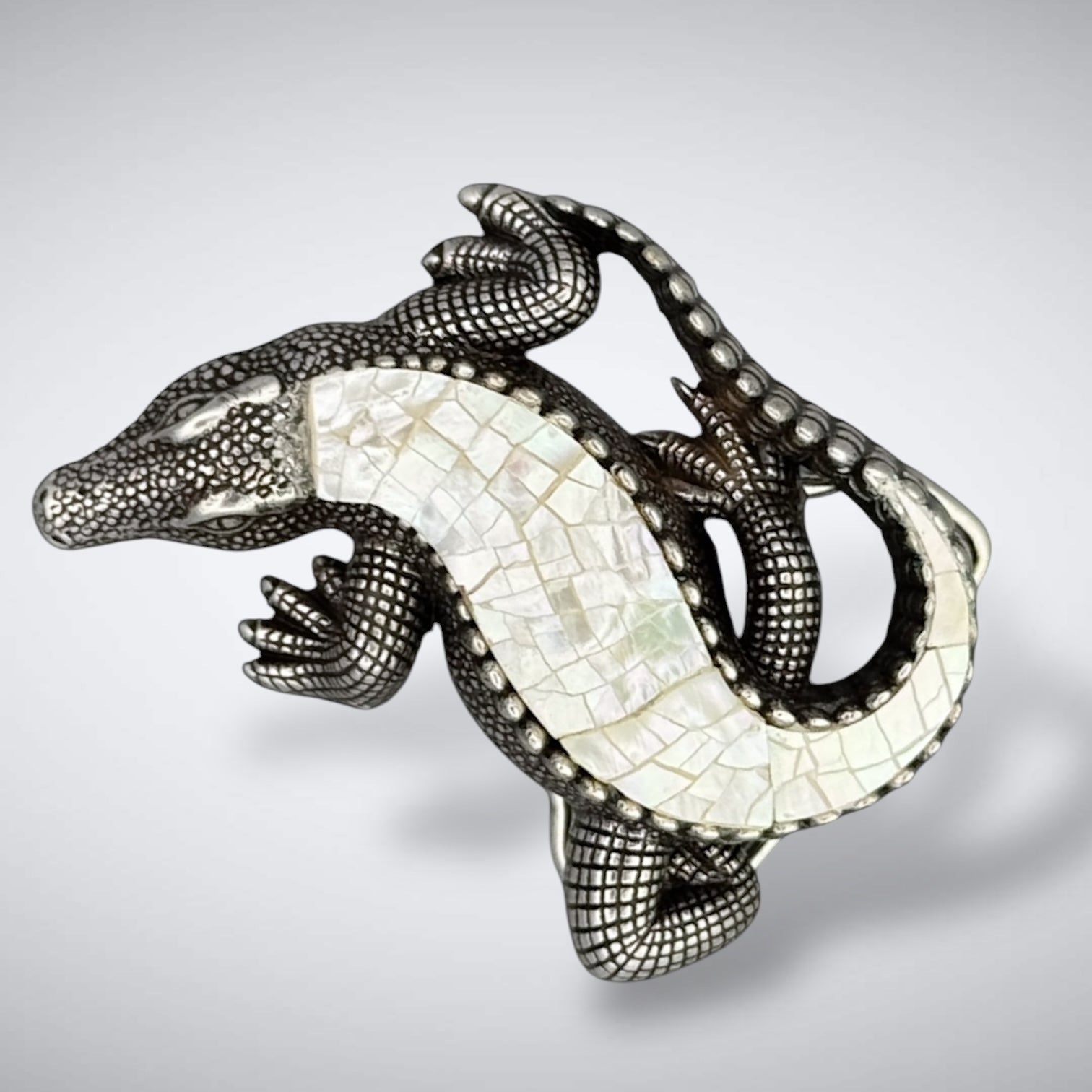 Bayou Gator (White MOP) Buckle Fits 38-40mm Belts